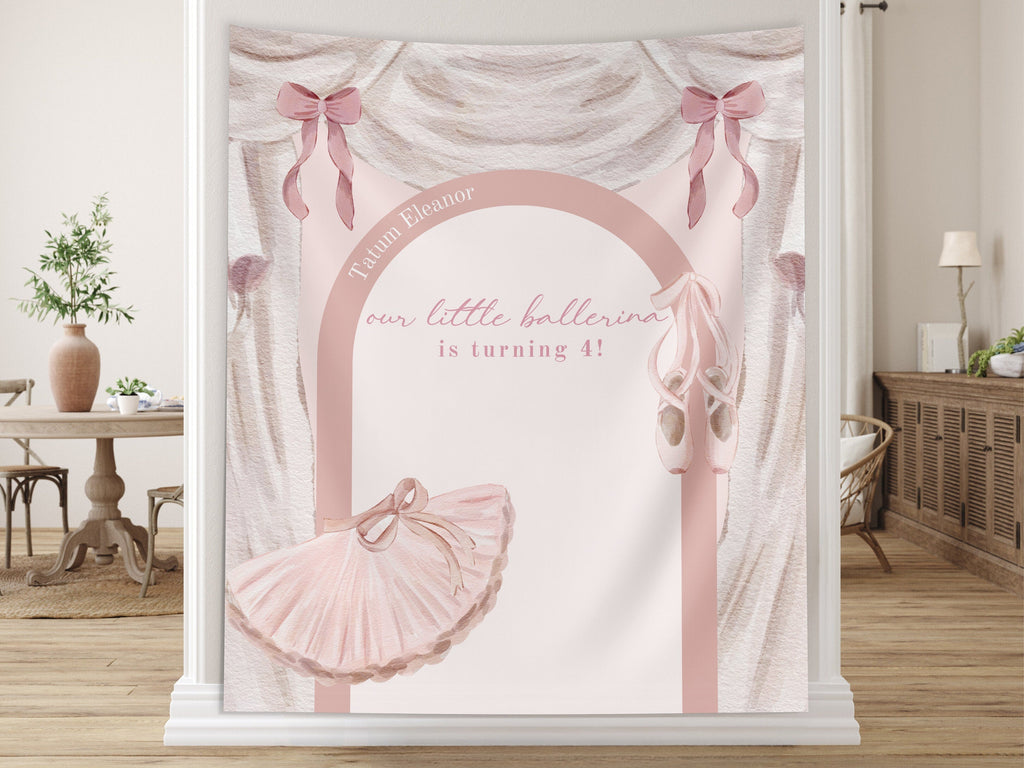 Tutu Cute Birthday Party Custom Banner, Ballerina Birthday Party Décor, Girl Birthday Party Custom Party Backdrop, 2nd Birthday Party Ideas
