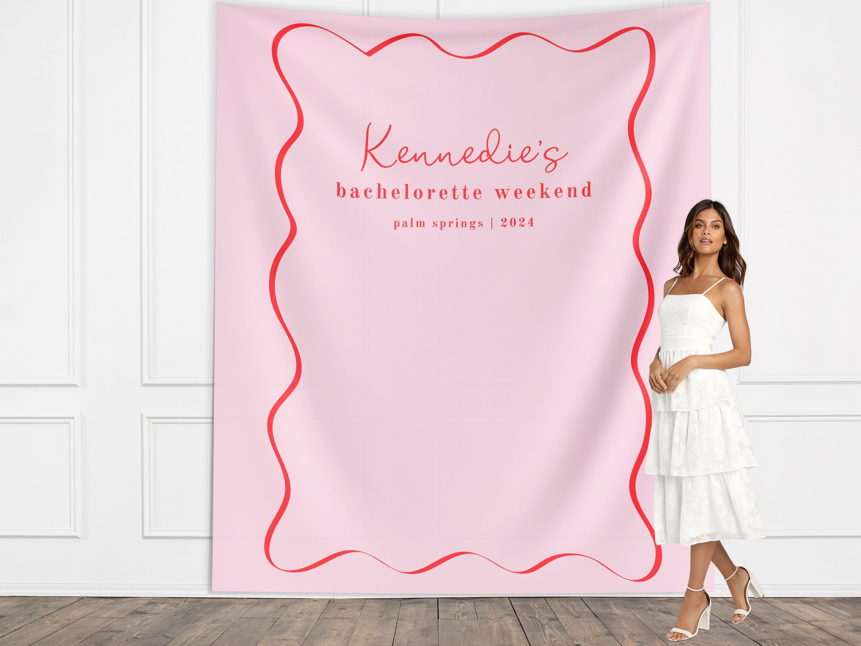 Wavy Border Custom Bachelorette Party Banner Backdrop