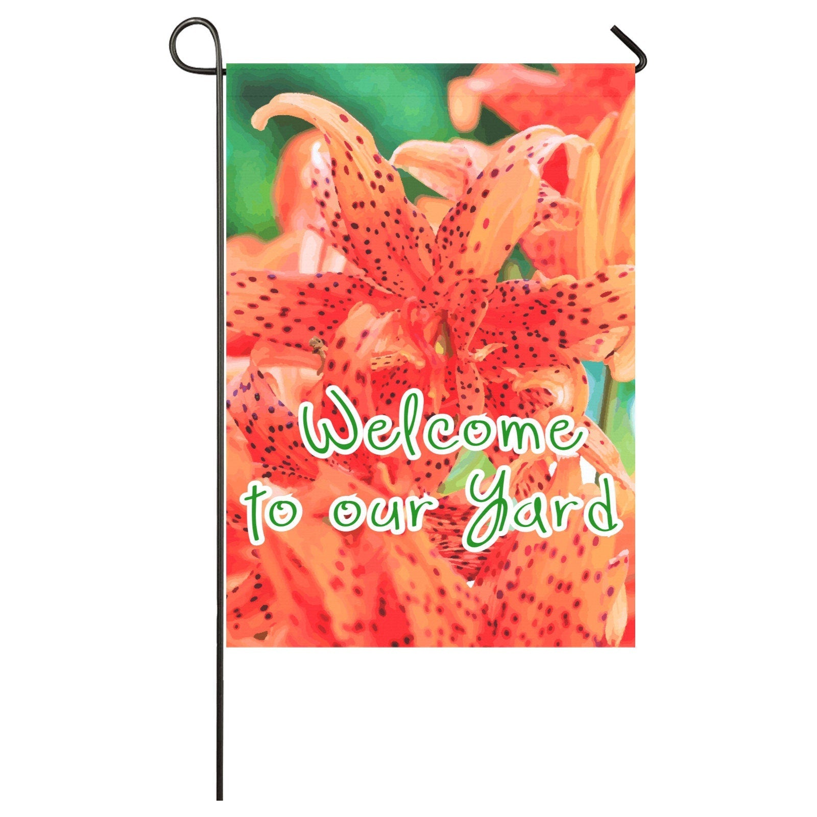 Welcome to our Yard Orange Flowers Garden Flag 28" x 40" (Made in USA）