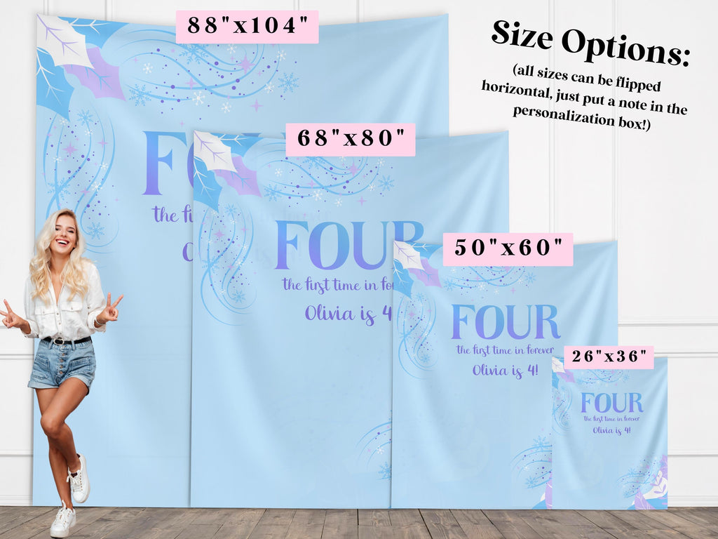 Four the First Time in Forever Frozen Birthday Party Custom Banner