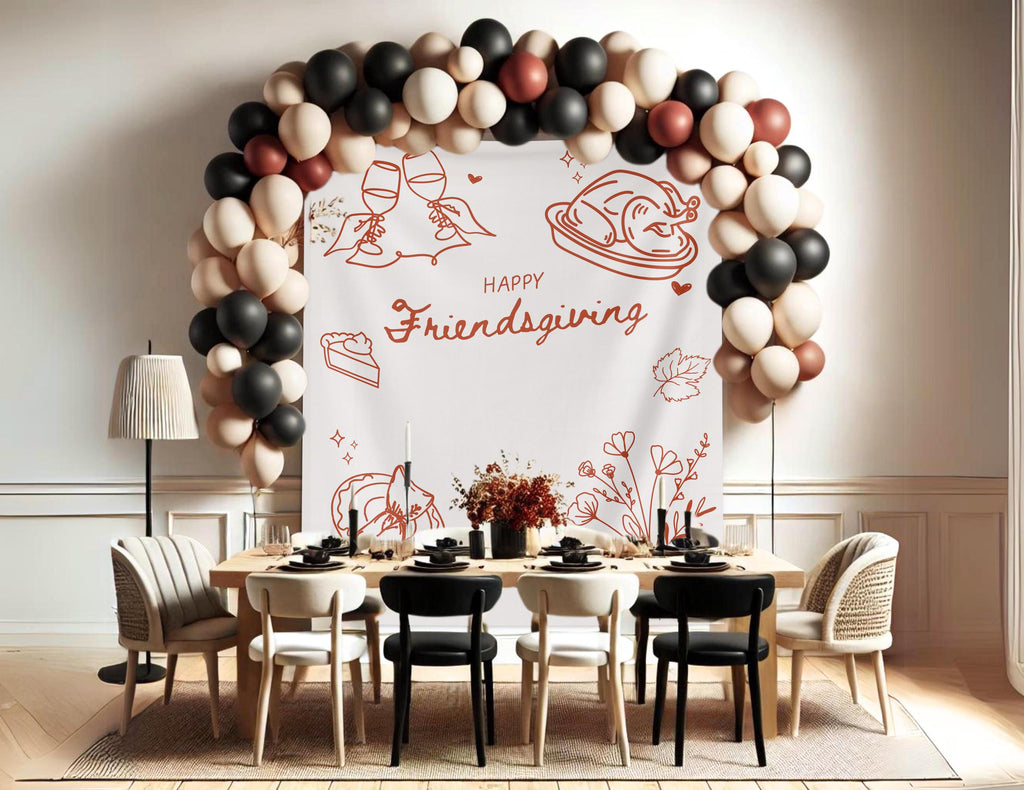 Happy Friendsgiving Doodle Banner