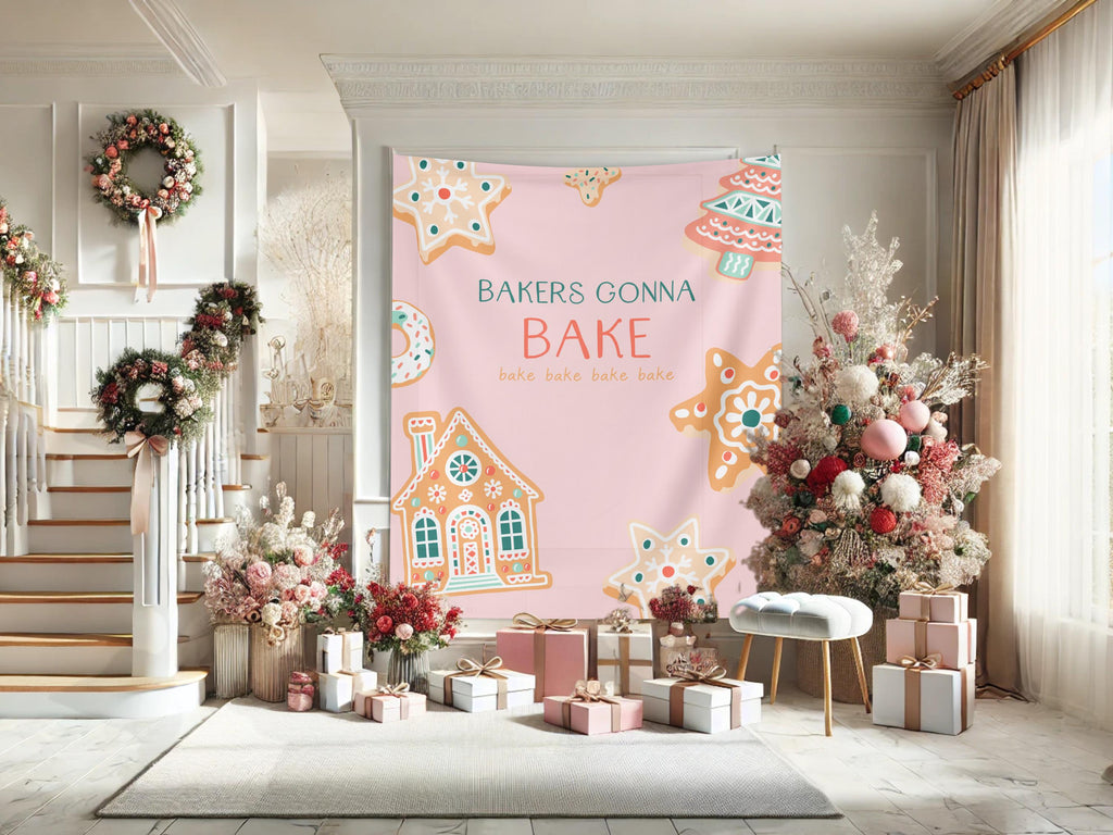 Swiftie Inspired Baking Party Décor Banner, Friendsmas Backdrop, Custom Backdrop for Balloon Garland, Christmas Cookie Party Decoration