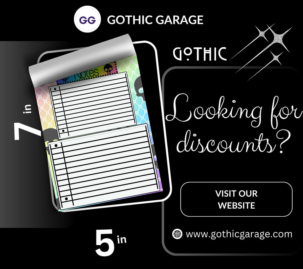 Gothic Rainbow Skull Notepad: Lined Goth Stationery