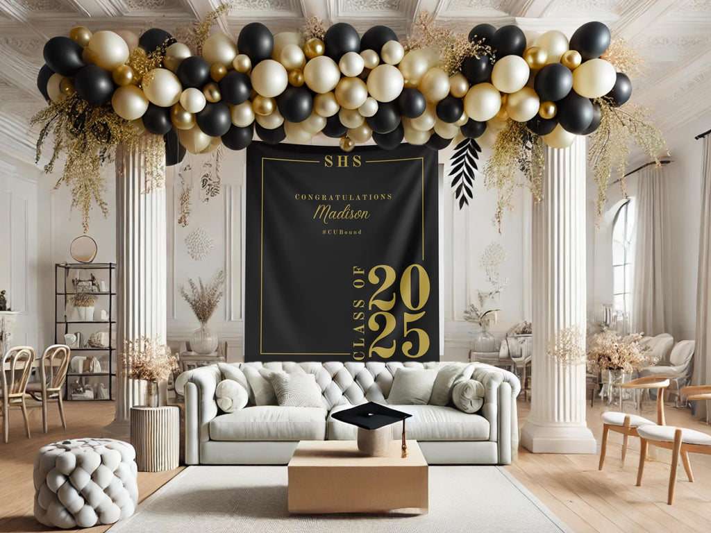 Classic Class of 2025 Custom Graduation Party Banner Backdrop