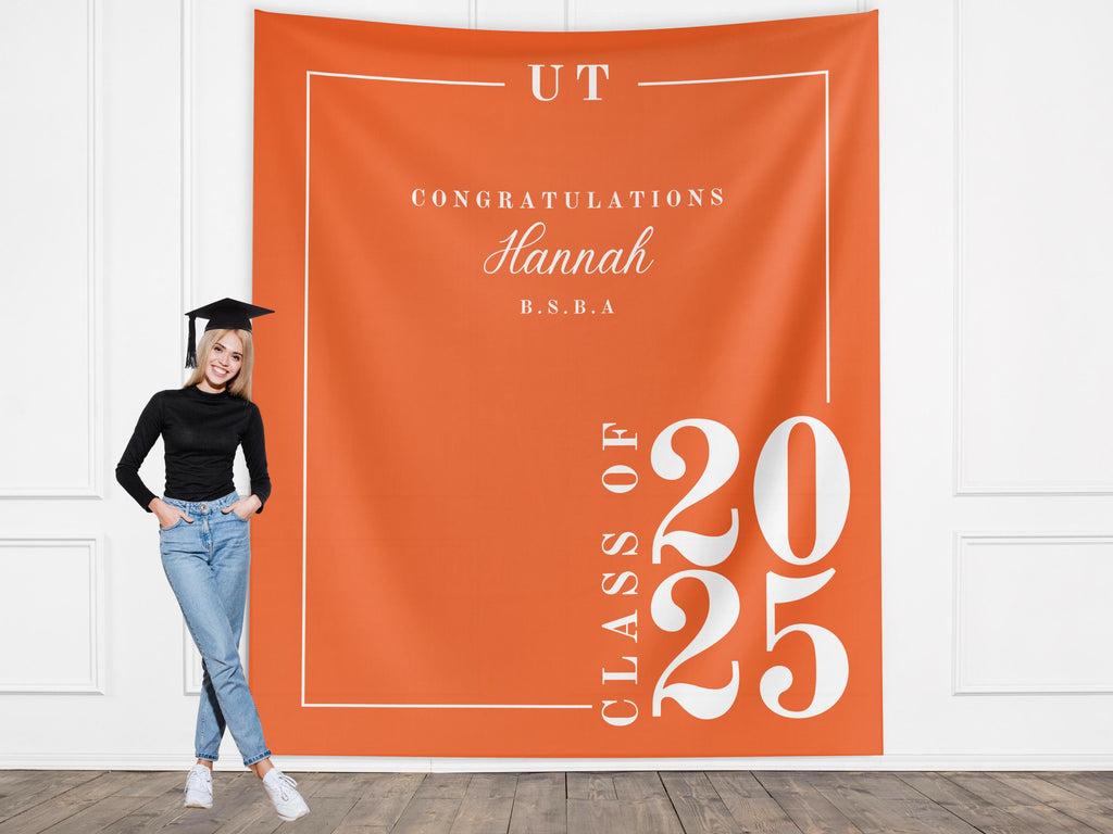 Classic Class of 2025 Custom Graduation Party Banner Backdrop