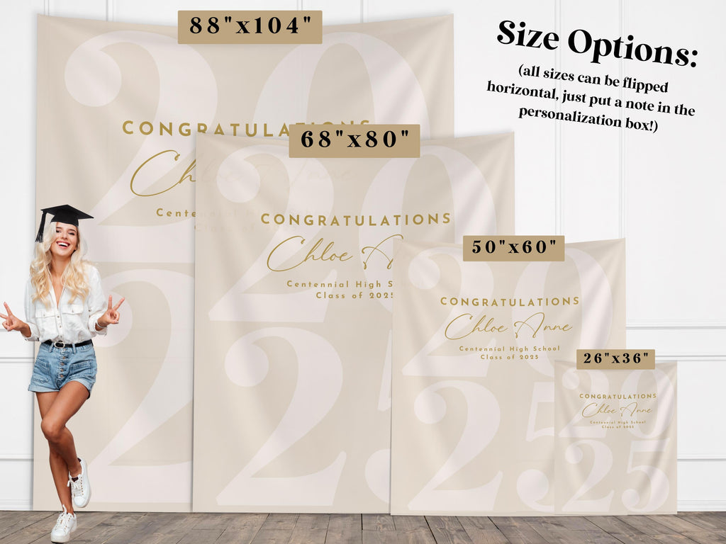 Elegant Script Class of 2025 Custom Graduation Party Banner Backdrop