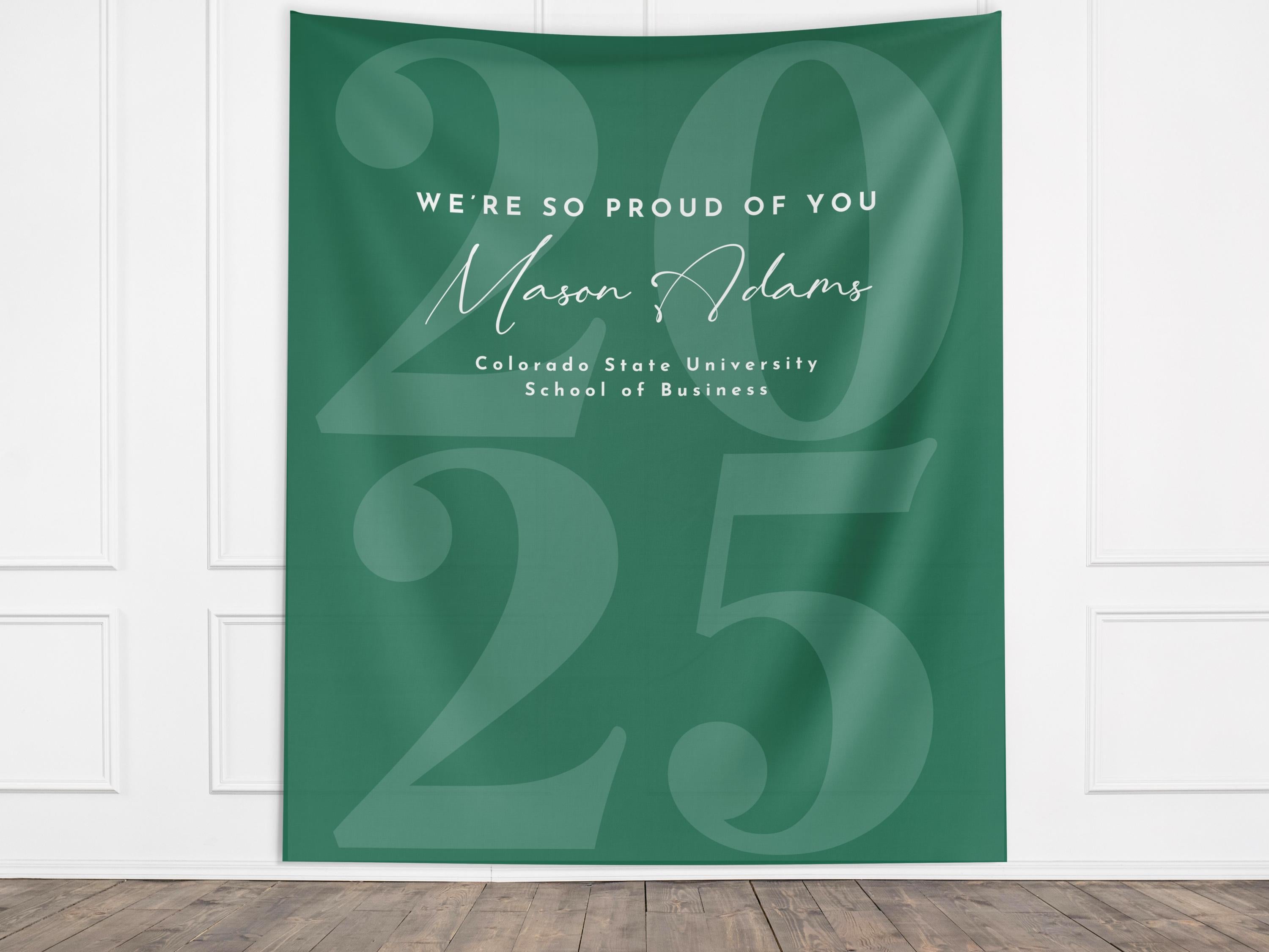 Elegant Script Class of 2025 Custom Graduation Party Banner Backdrop