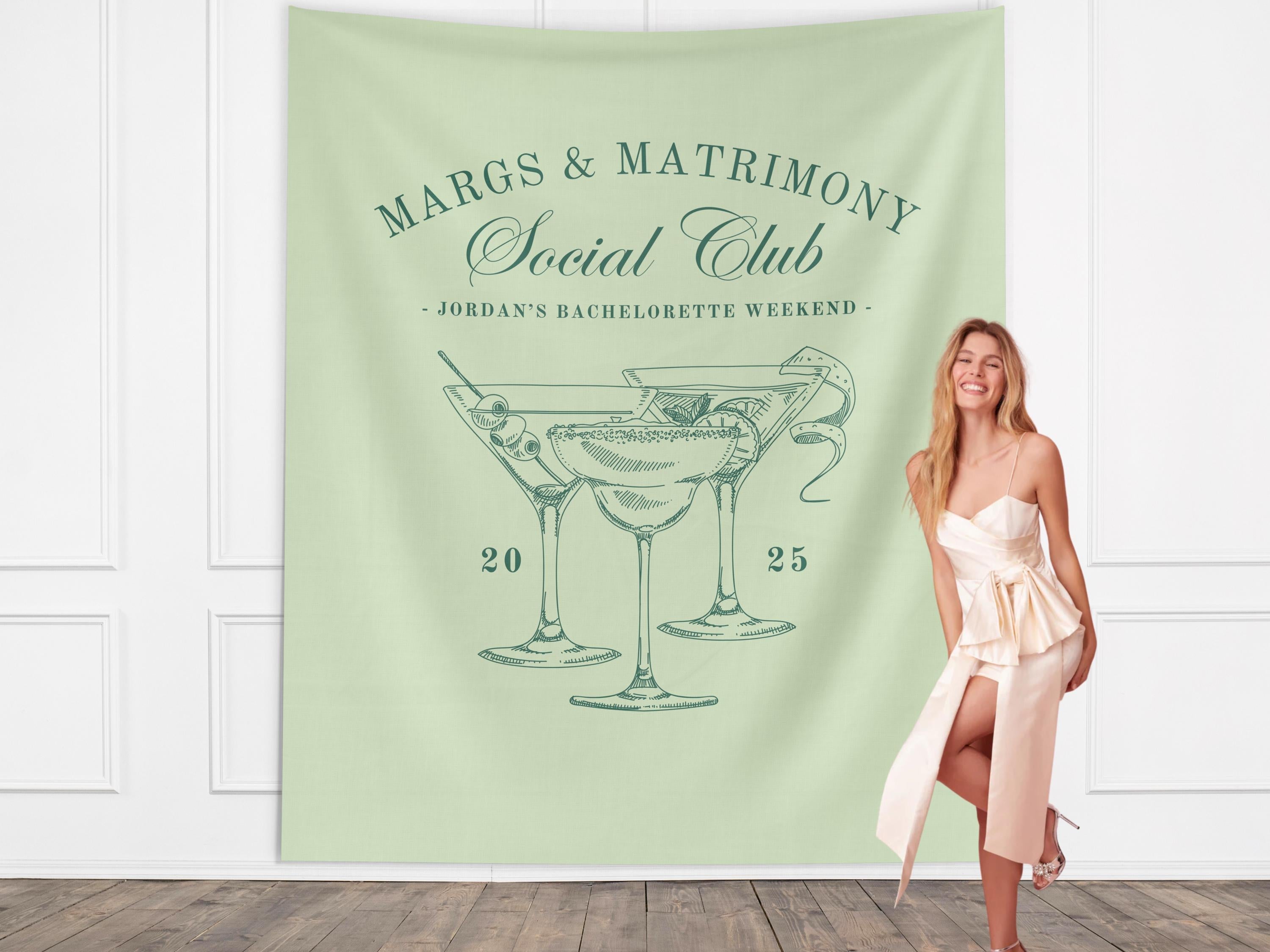 Luxury Custom Bachelorette Social Club Banner Backdrop