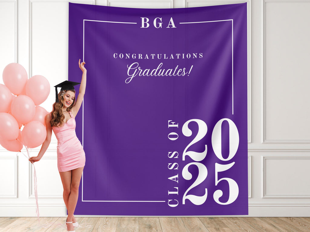 Classic Class of 2025 Custom Graduation Party Banner Backdrop
