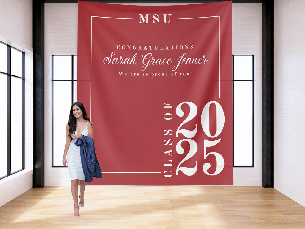 Classic Class of 2025 Custom Graduation Party Banner Backdrop