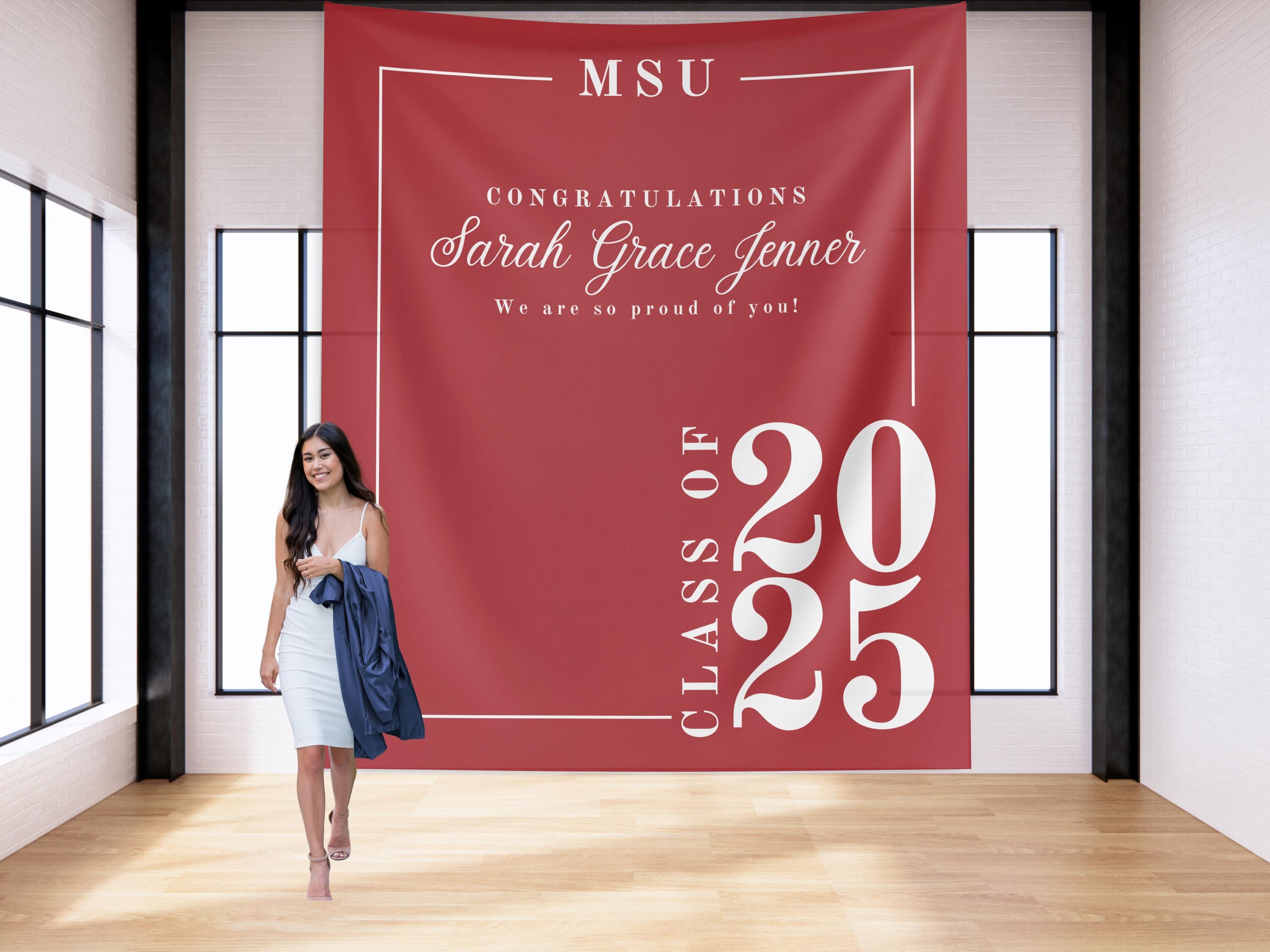 Classic Class of 2025 Custom Graduation Party Banner Backdrop