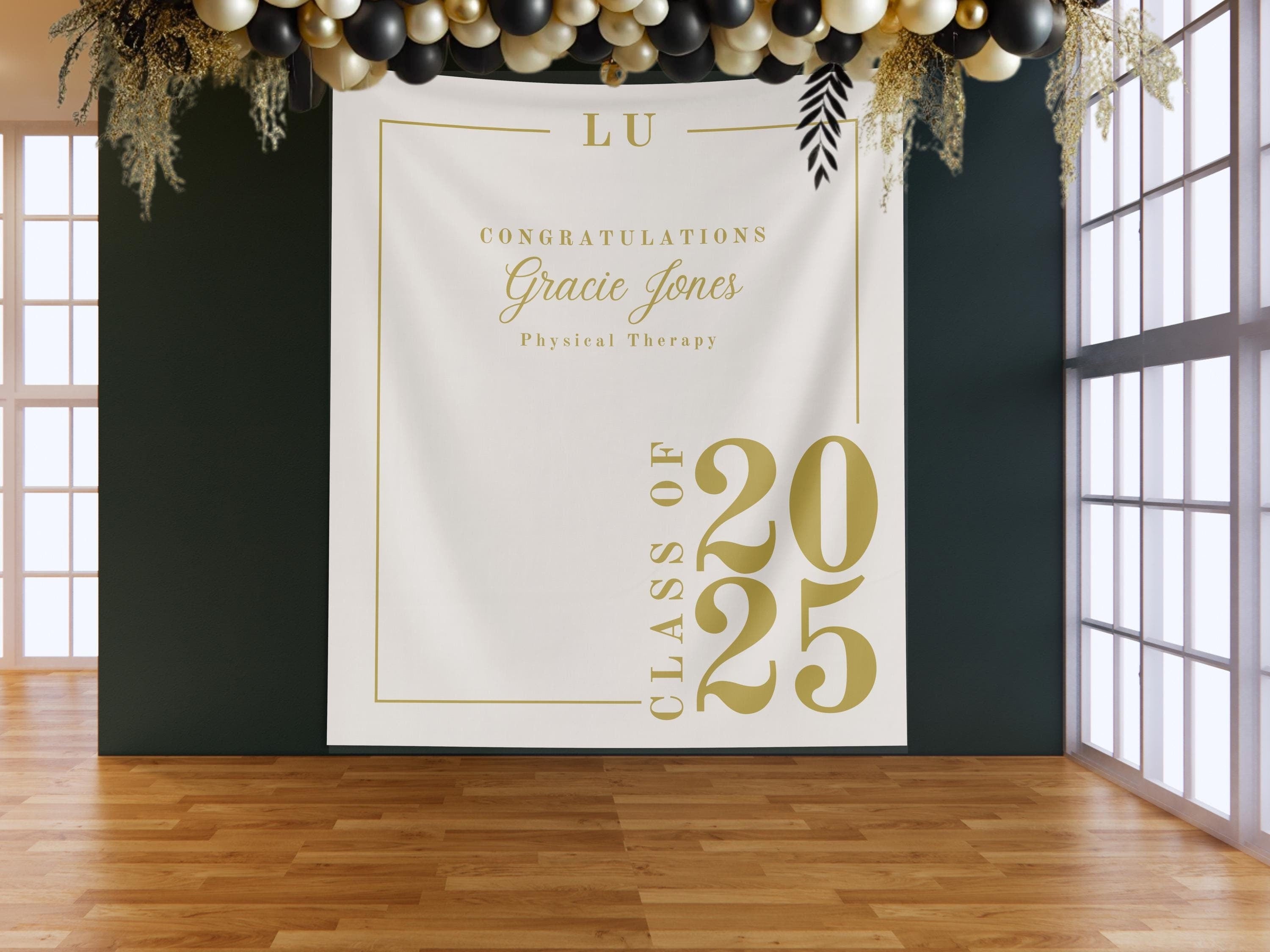 Classic Class of 2025 Custom Graduation Party Banner Backdrop