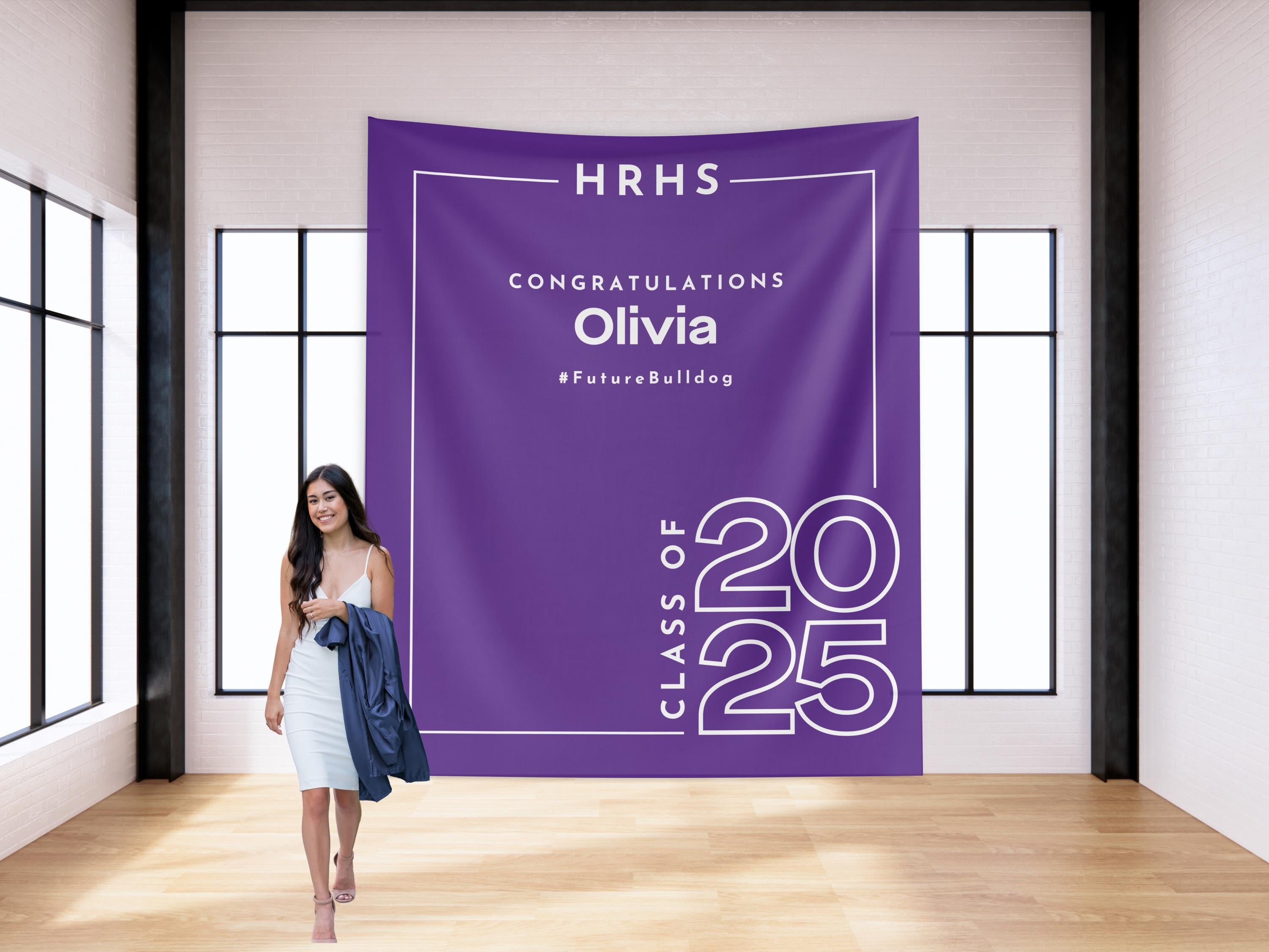 Minimal Modern Class of 2025 Custom Graduation Party Banner Backdrop