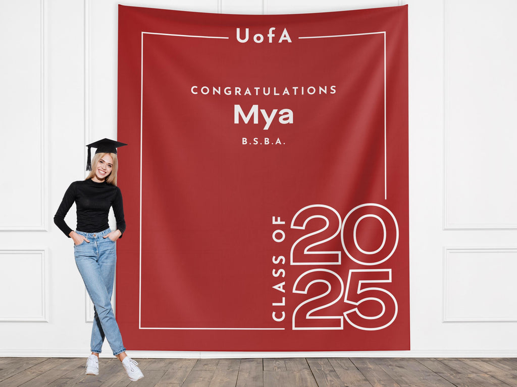 Minimal Modern Class of 2025 Custom Graduation Party Banner Backdrop