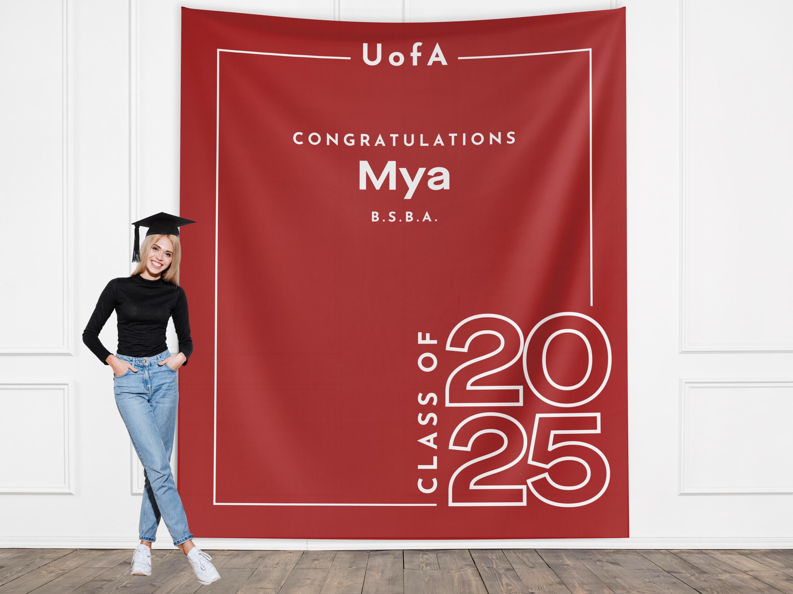 Minimal Modern Class of 2025 Custom Graduation Party Banner Backdrop