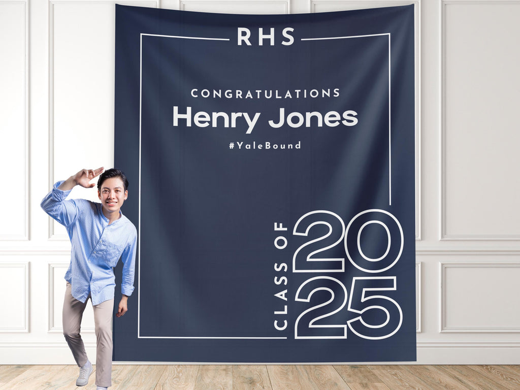 Minimal Modern Class of 2025 Custom Graduation Party Banner Backdrop