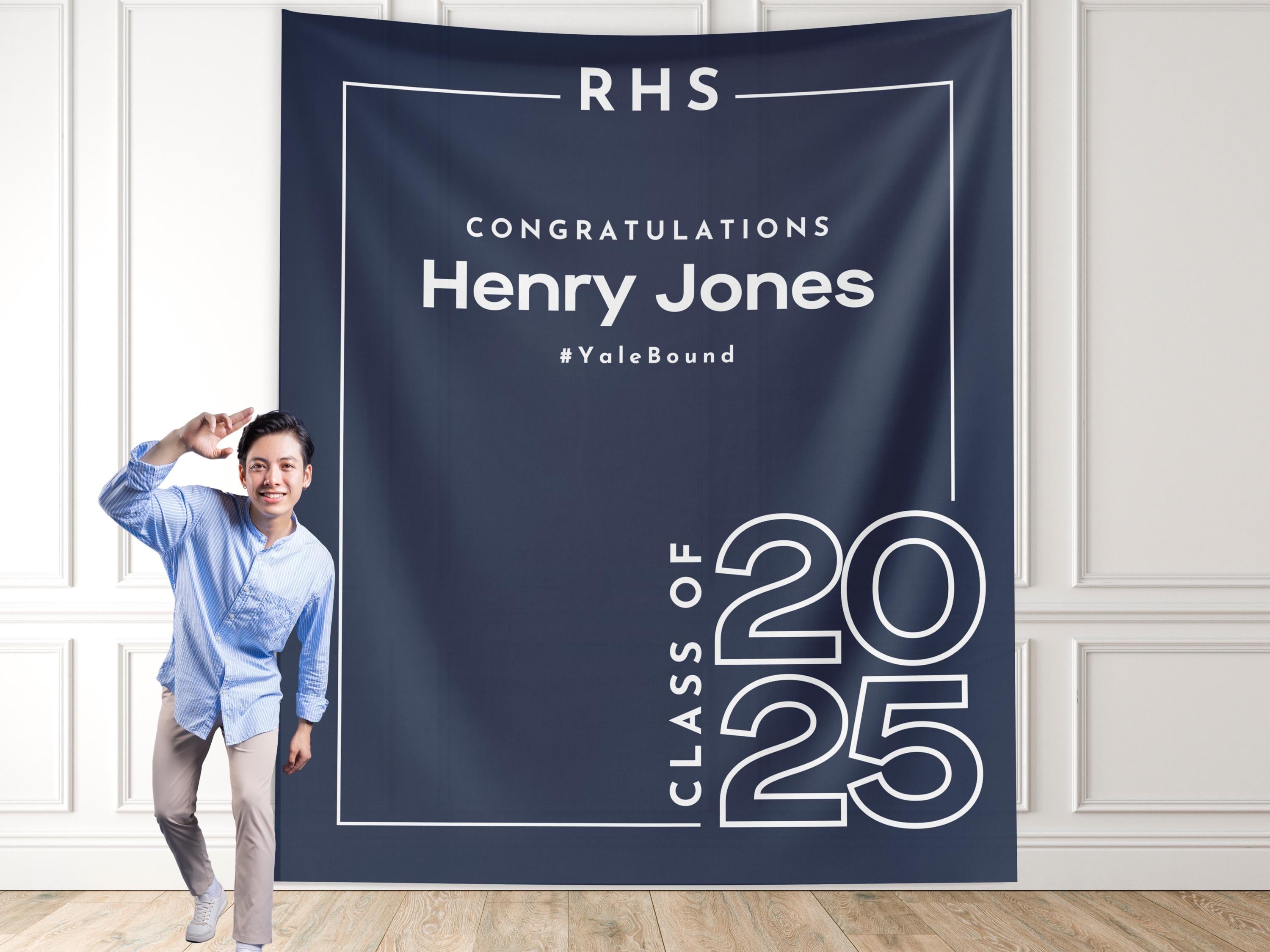 Minimal Modern Class of 2025 Custom Graduation Party Banner Backdrop
