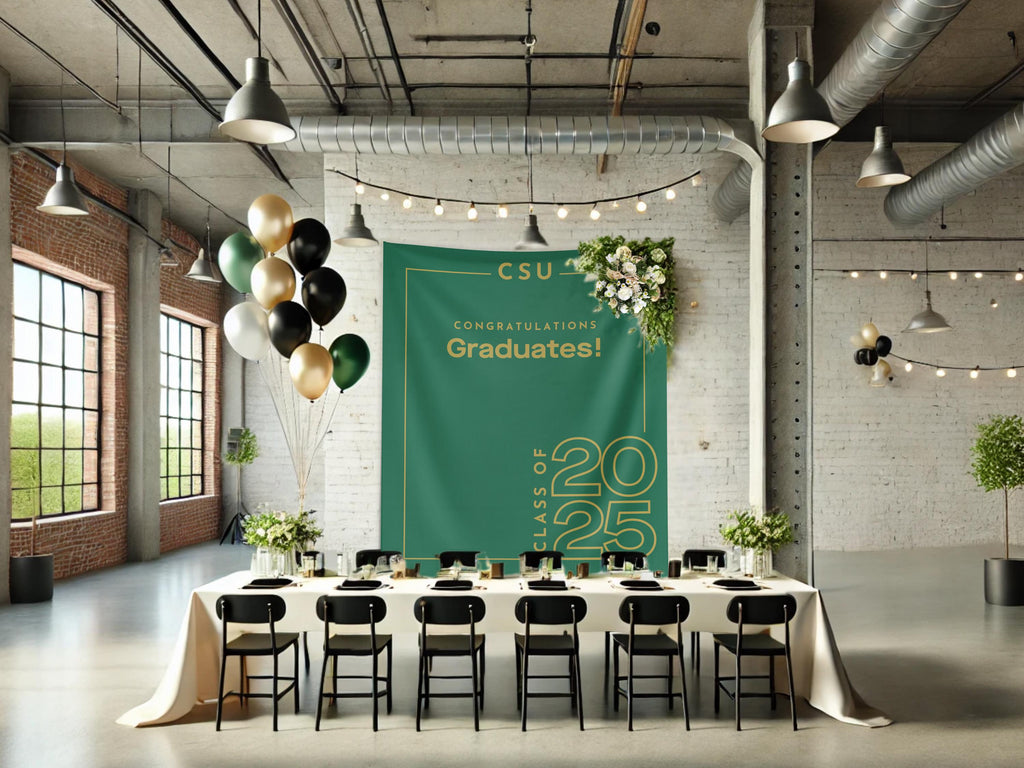 Minimal Modern Class of 2025 Custom Graduation Party Banner Backdrop