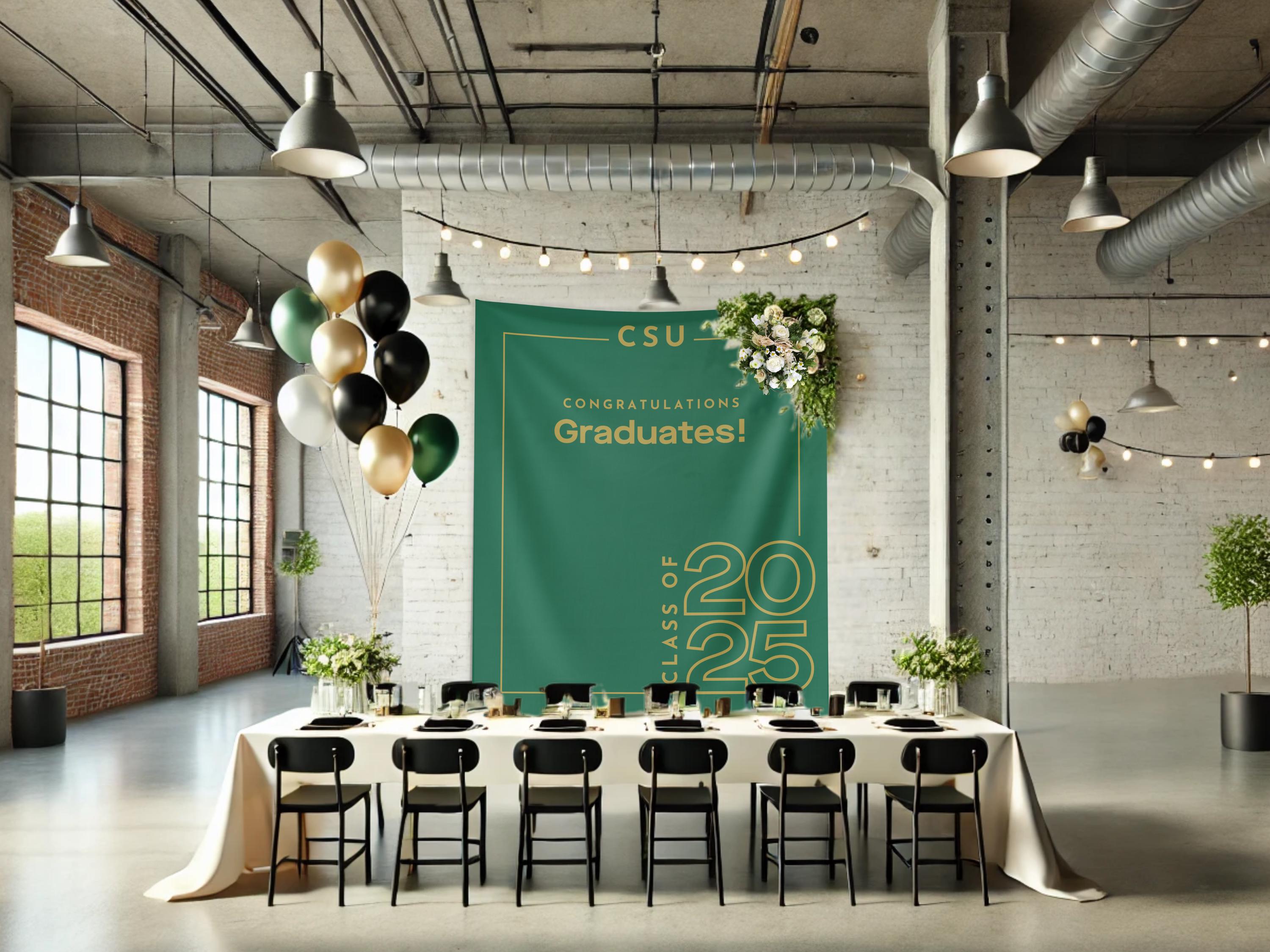 Minimal Modern Class of 2025 Custom Graduation Party Banner Backdrop
