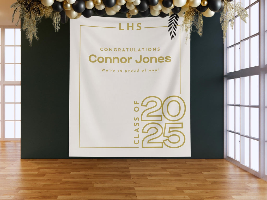 Minimal Modern Class of 2025 Custom Graduation Party Banner Backdrop