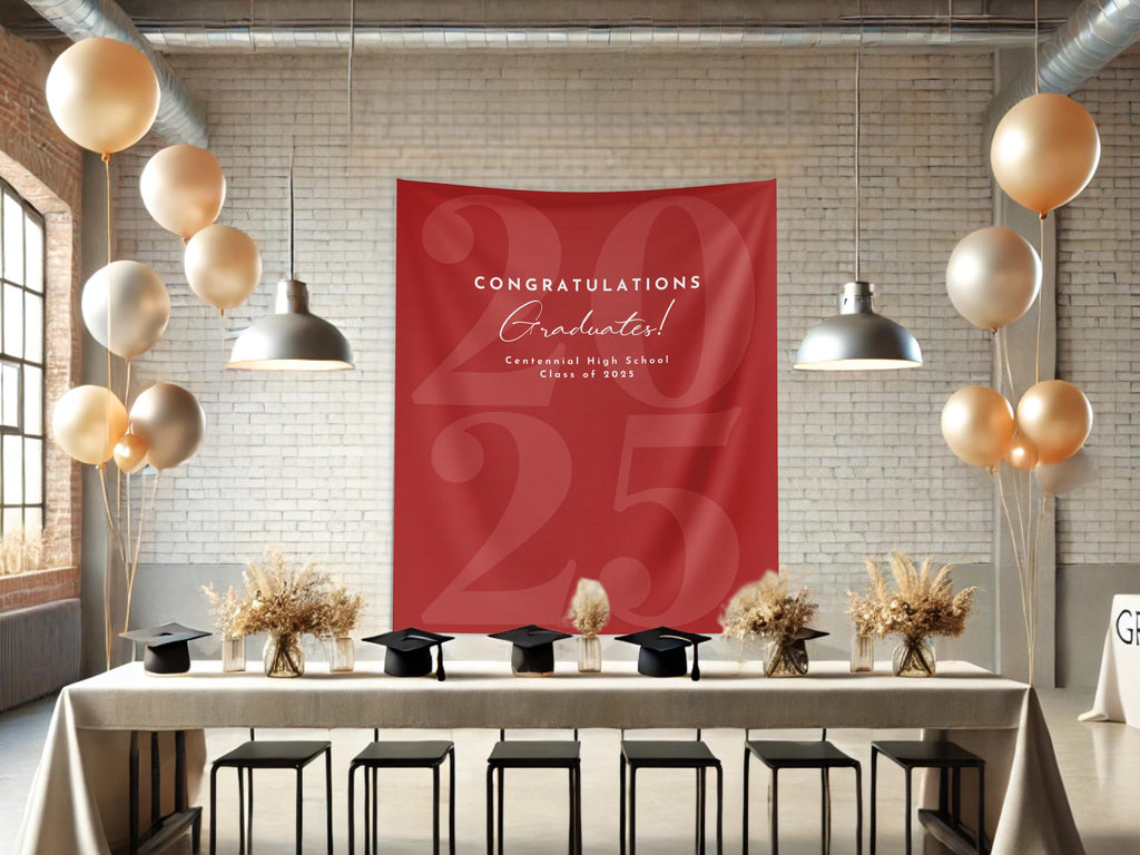 Elegant Script Class of 2025 Custom Graduation Party Banner Backdrop