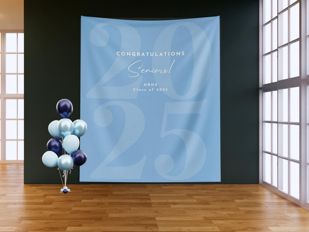 Elegant Script Class of 2025 Custom Graduation Party Banner Backdrop