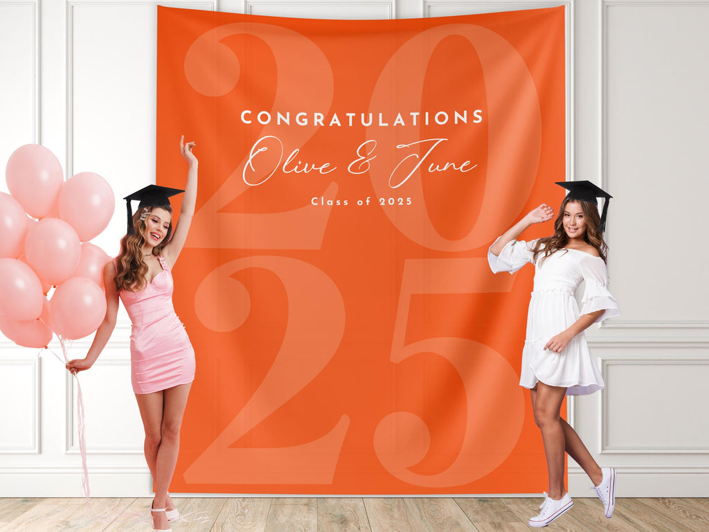 Elegant Script Class of 2025 Custom Graduation Party Banner Backdrop