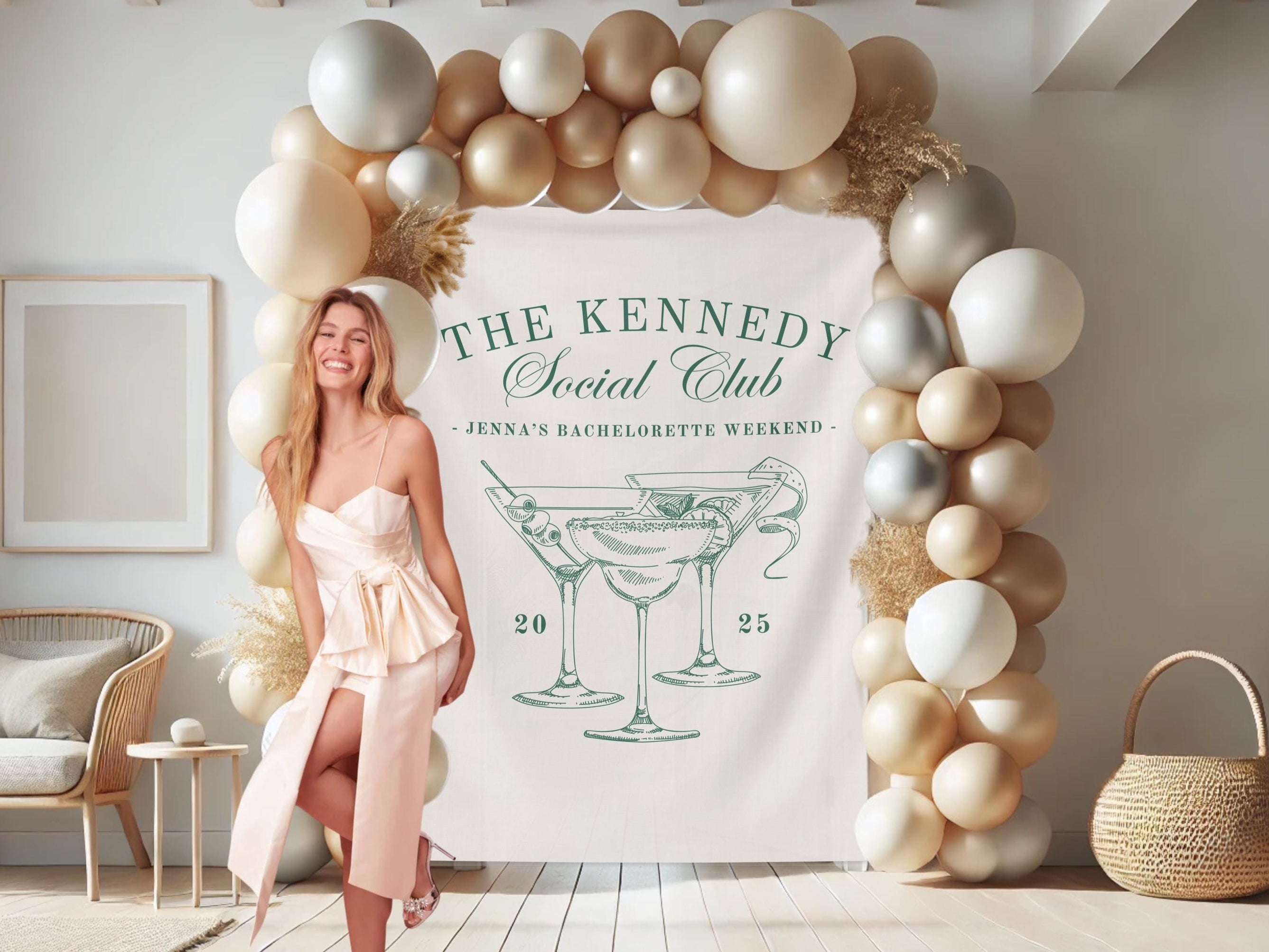 Luxury Custom Bachelorette Social Club Banner Backdrop