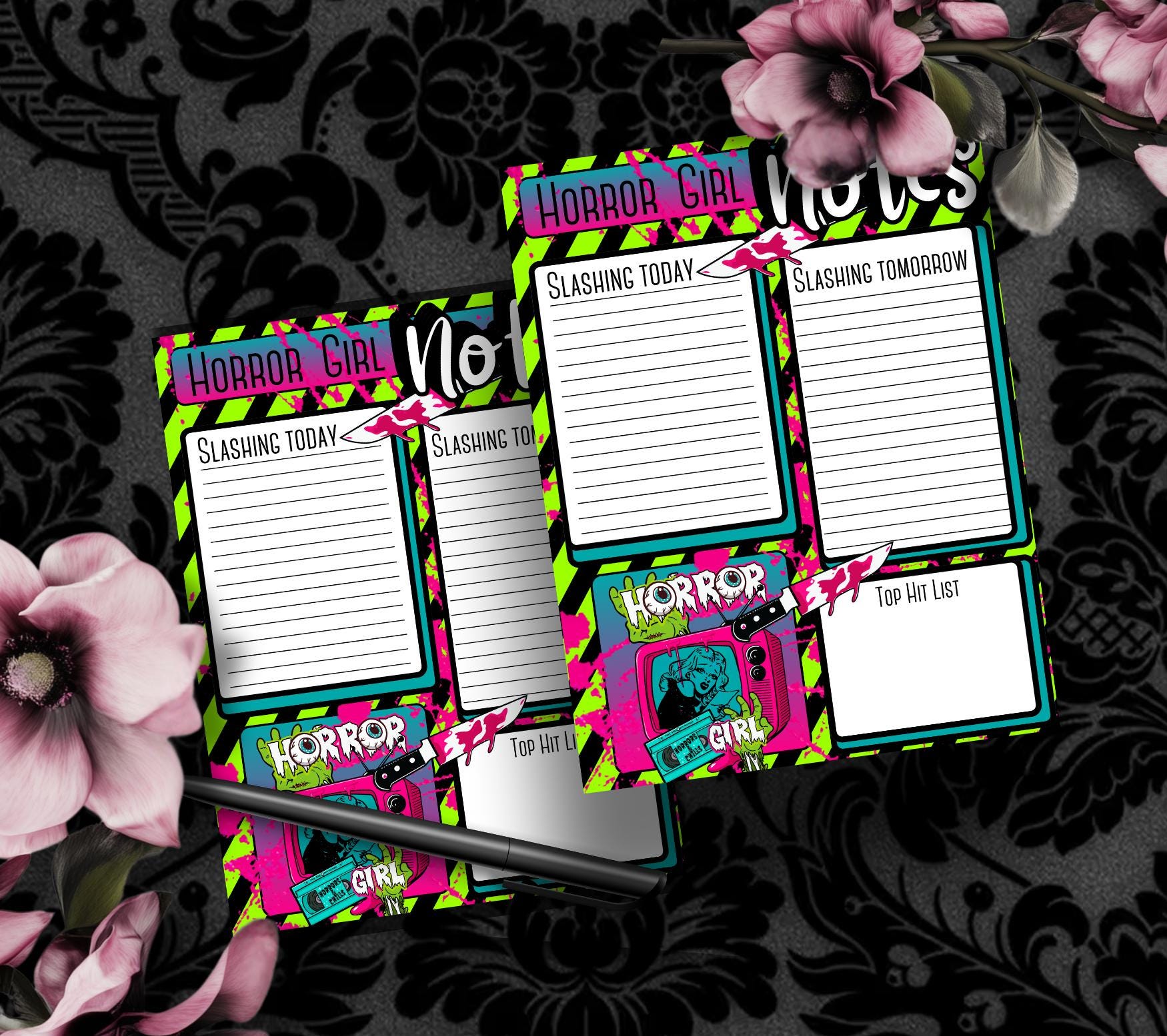 Horror Girl Notepad: Retro Slasher To-Do List, 50 Sheets