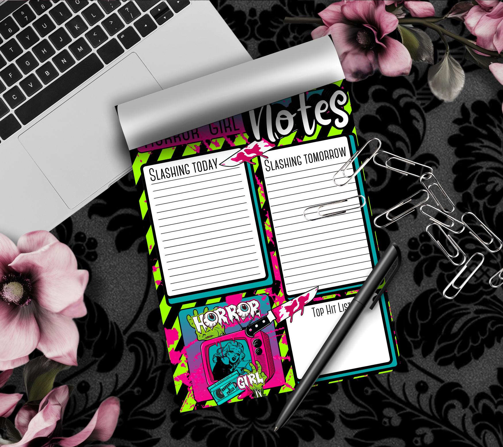 Horror Girl Notepad: Retro Slasher To-Do List, 50 Sheets