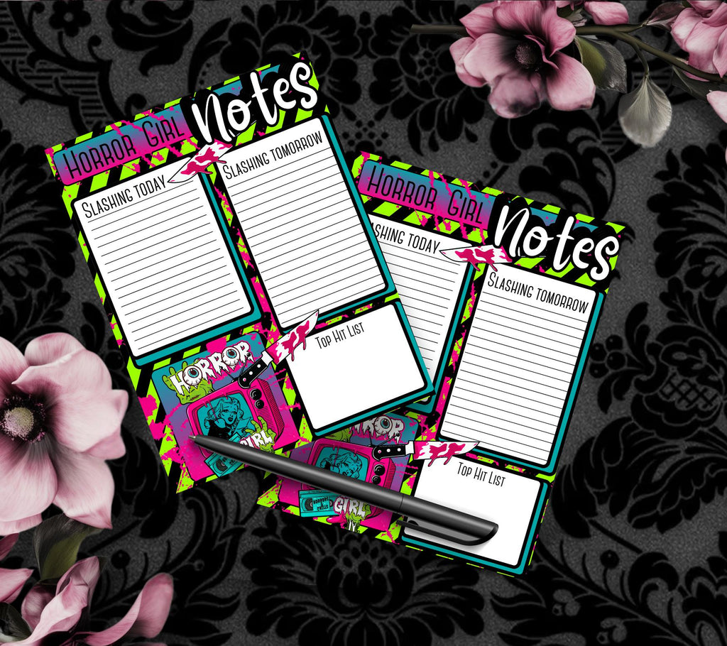Horror Girl Notepad: Retro Slasher To-Do List, 50 Sheets