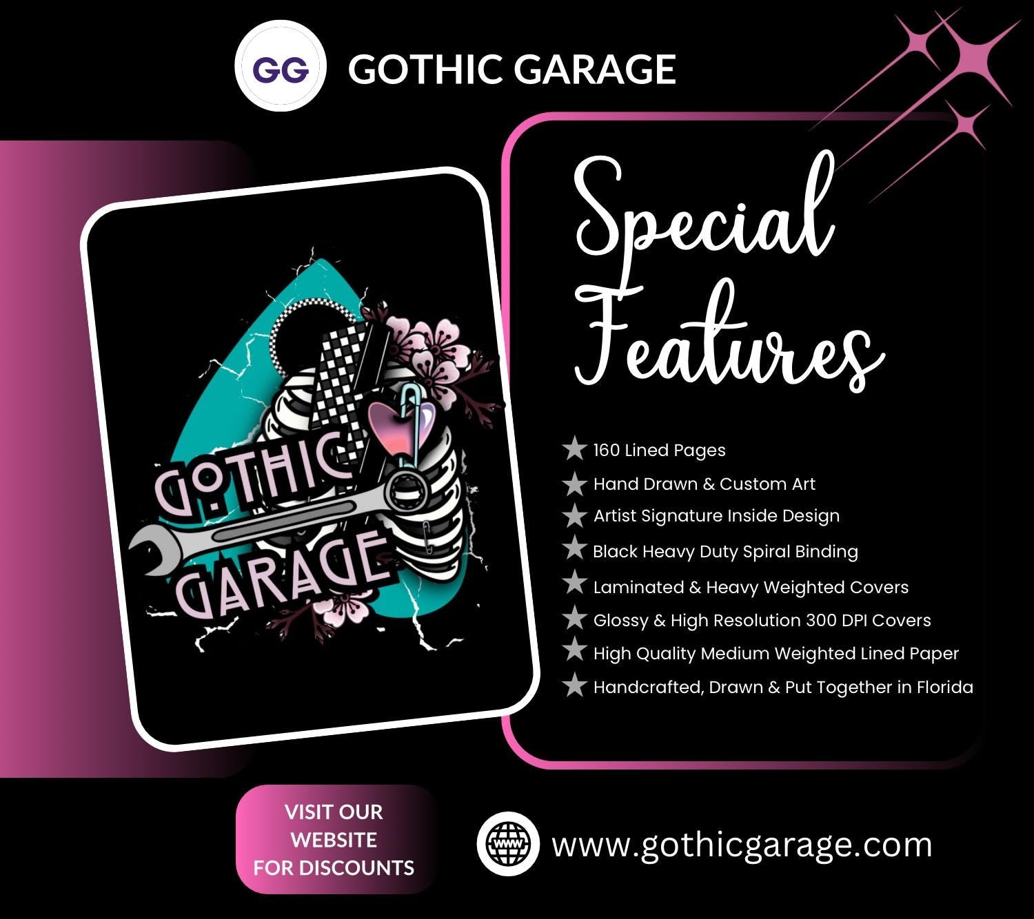 Gothic 3rd Eye Skeleton Hand Notebook Hand Drawn Detail  – 160 Lined Pages for Daily Tasks, Notes, and Personal Writing