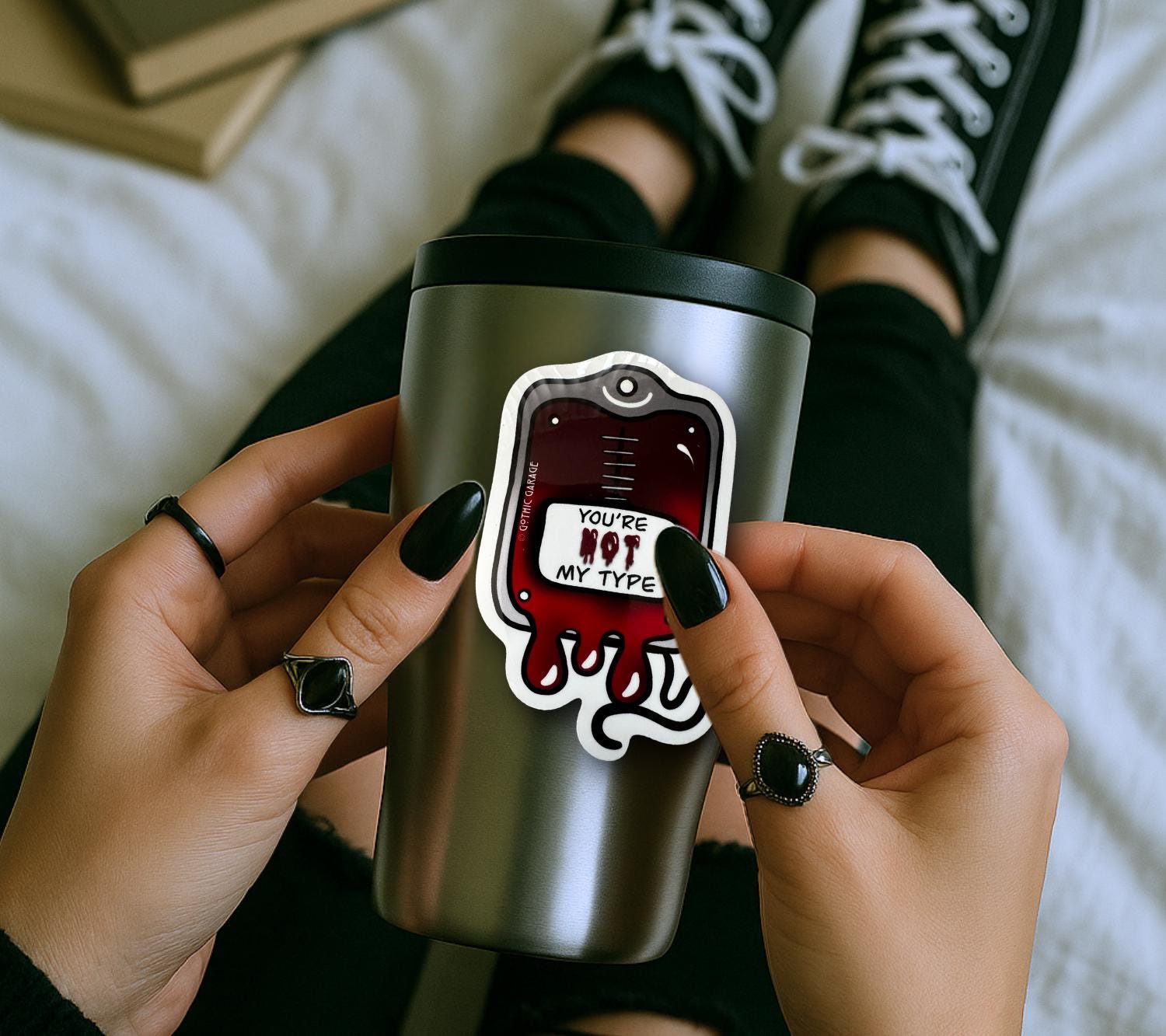 Vampire Blood Bag, Waterproof Die Cut Sarcastic Sticker, Choose Between Glossy or Holographic, Perfect to Add Horror to any Surface