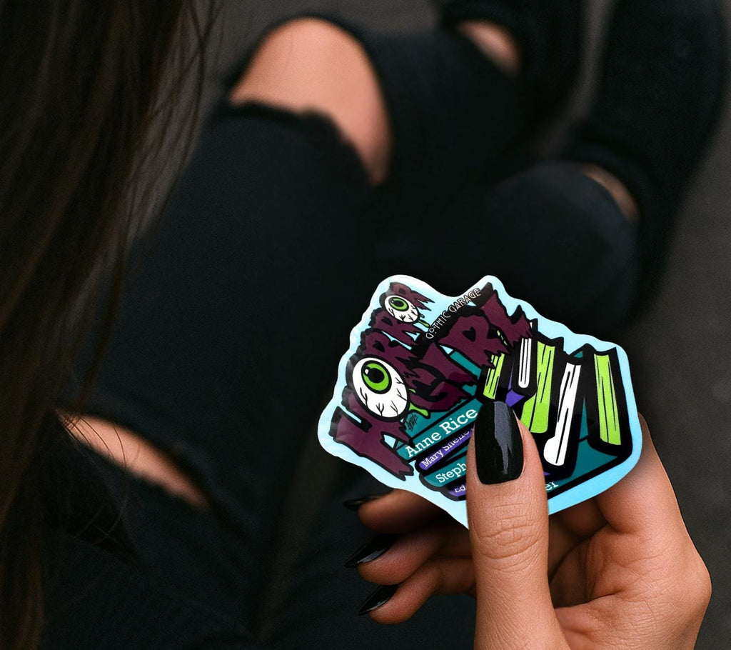 Horror Girl Book Lover Sticker: Gothic Waterproof Vinyl Decal