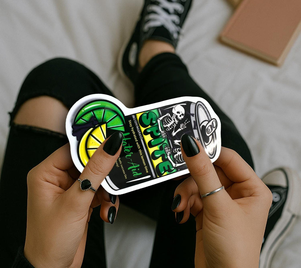 Spite Hater-Aid Sticker: Gothic Sarcastic Soda Can - Glossy or Holographic