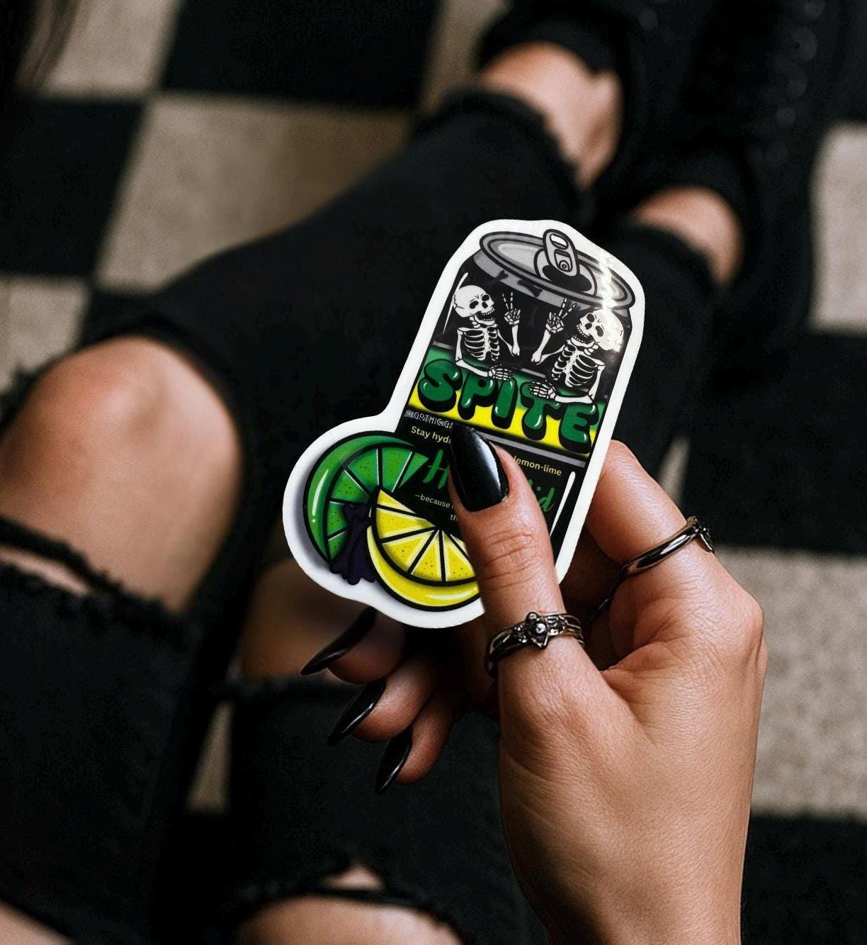 Spite Hater-Aid Sticker: Gothic Sarcastic Soda Can - Glossy or Holographic