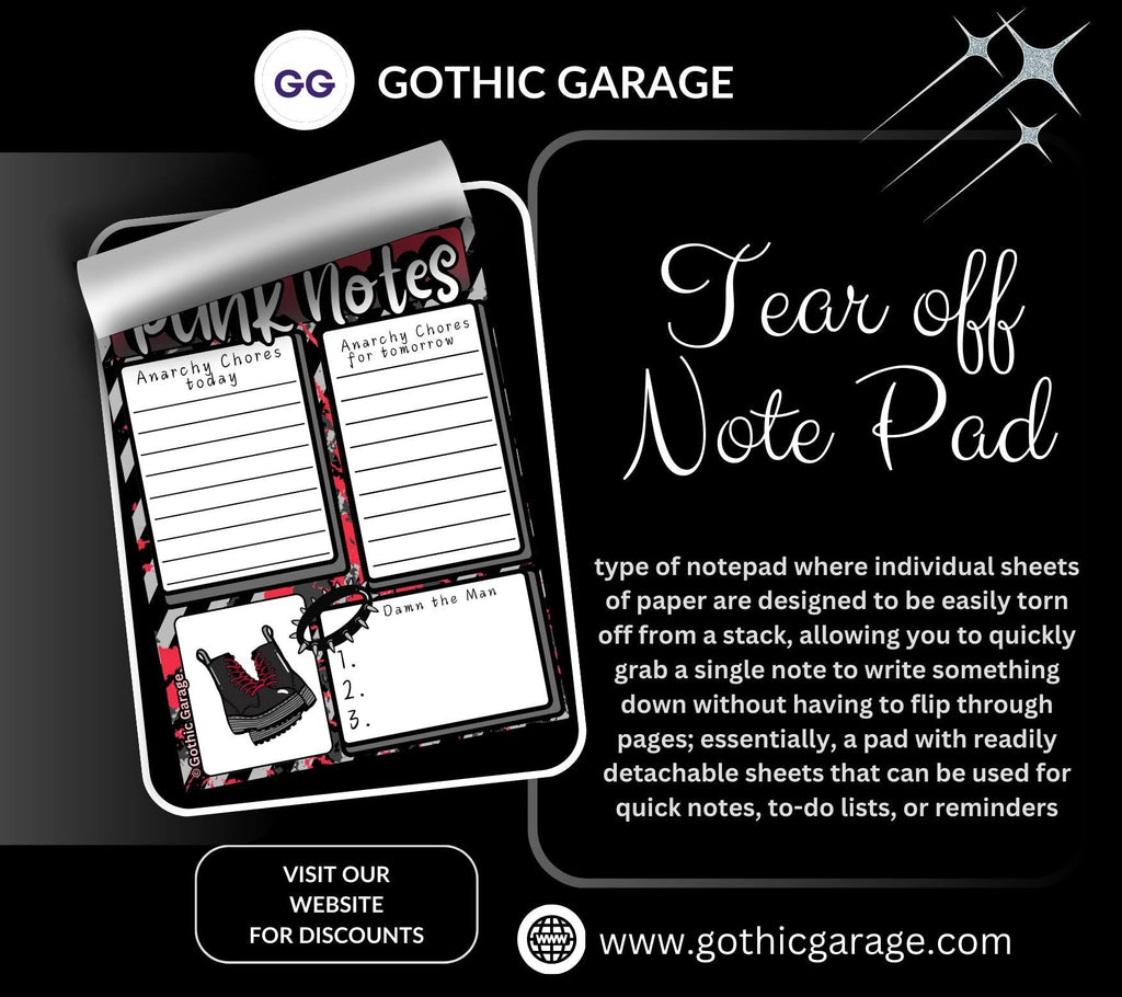 Punk Notes Notepad: Anarchy Chores Stationery for Alt Girls