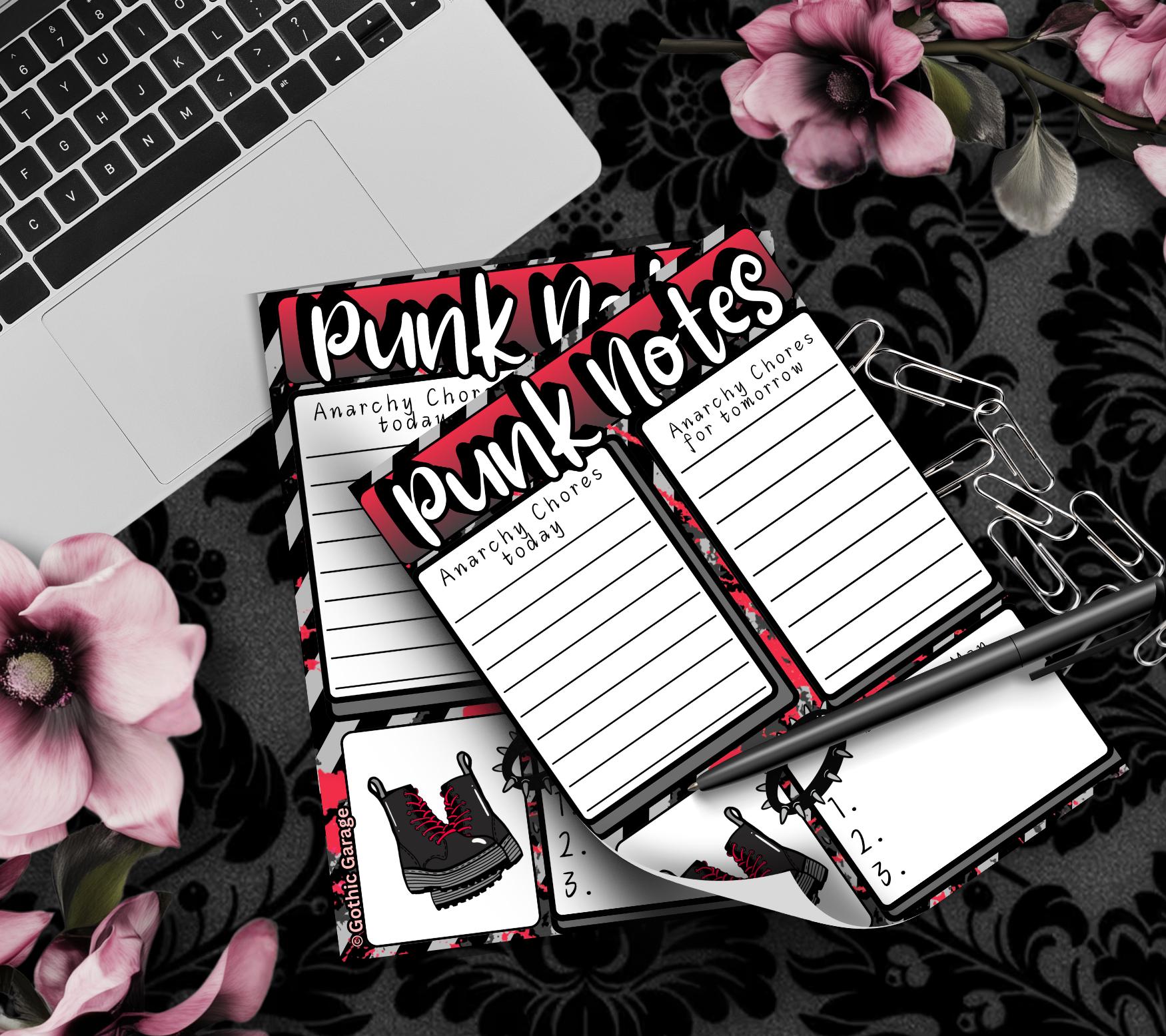 Punk Notes Notepad: Anarchy Chores Stationery for Alt Girls
