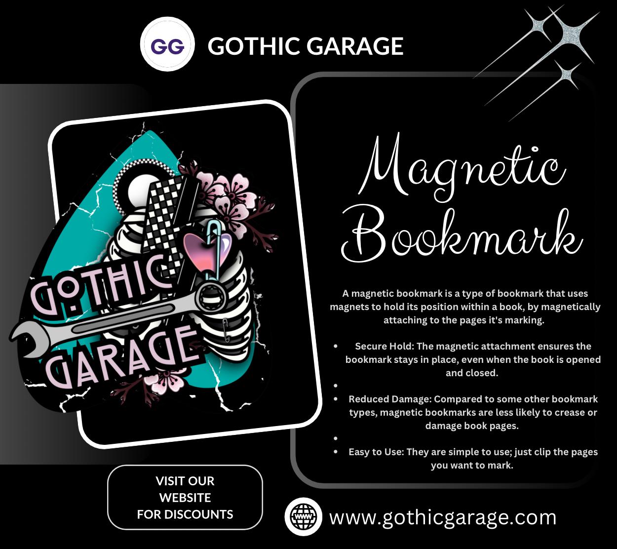 Dangerously Sweet Magnetic Bookmark – Holographic Knife Girl Goth Stationery
