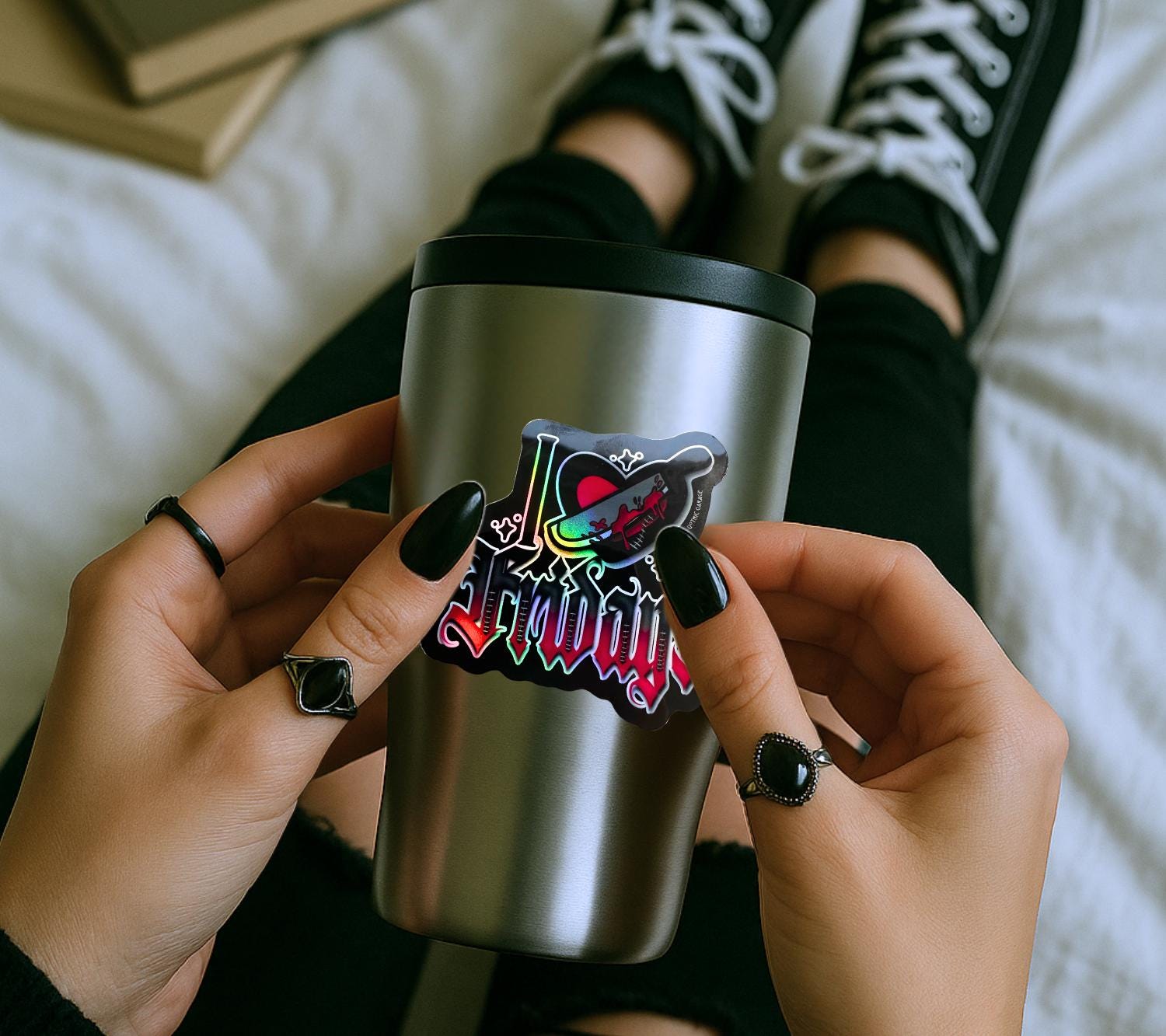 Horror Friday Nights, Waterproof Die Cut Sticker, Choose Between Glossy or Holographic, Perfect to Add Scariness to any Surface