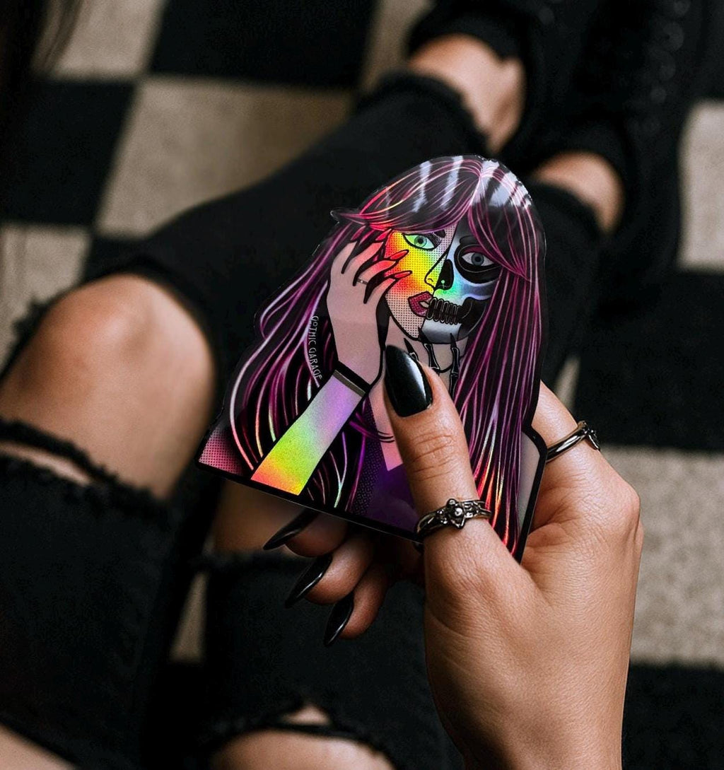 Femme Fatale Sticker: Gothic Pop Art, Waterproof Vinyl (Glossy or Holographic)