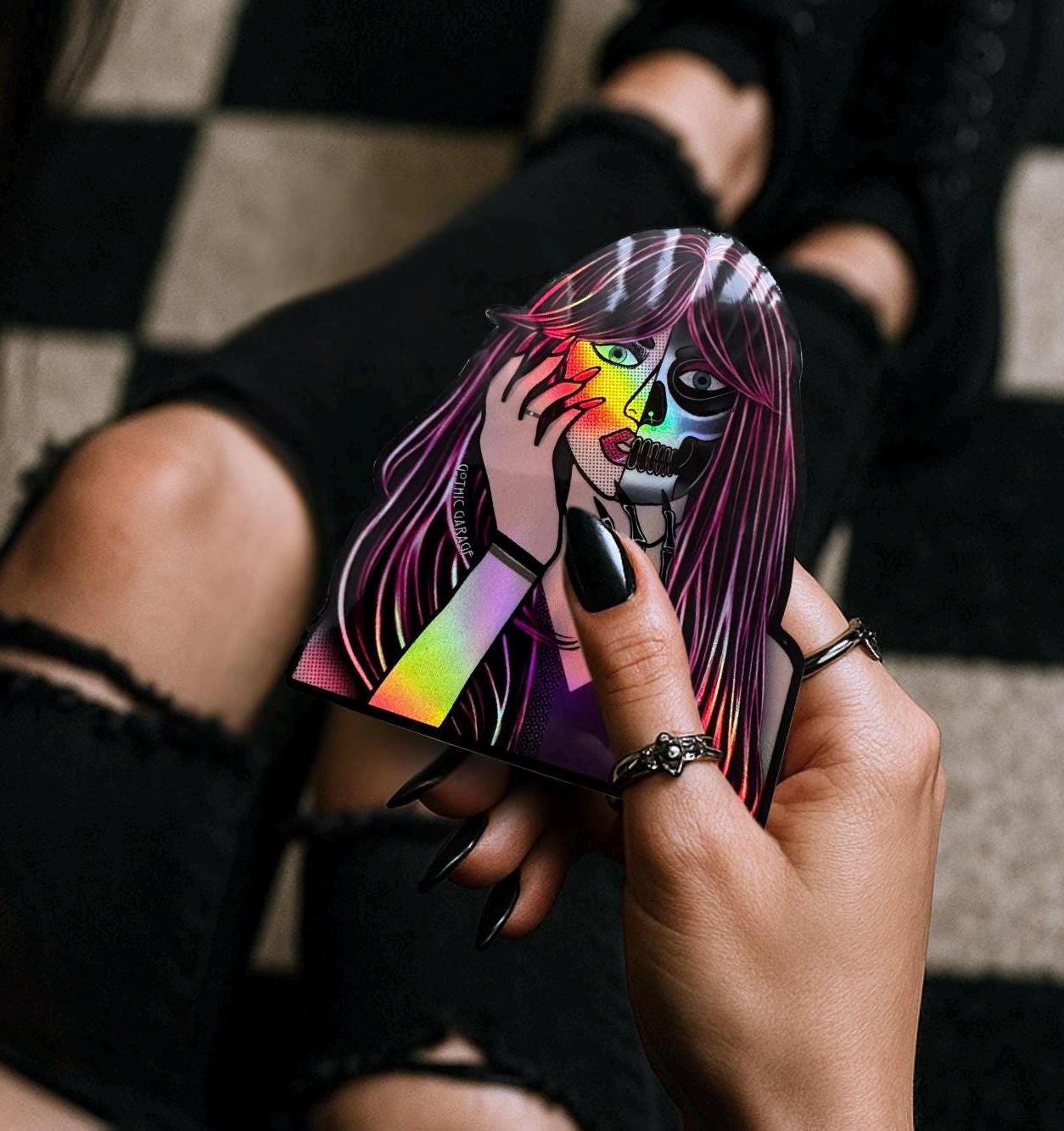 Femme Fatale Sticker: Gothic Pop Art, Waterproof Vinyl (Glossy or Holographic)