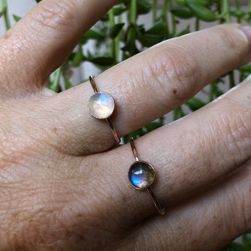 RAINBOW MOONSTONE LARGE 6MM GEMSTONE RING