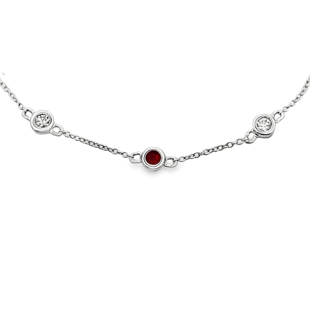 Genuine .25ct Ruby Diamond Bracelet 14KT White Gold