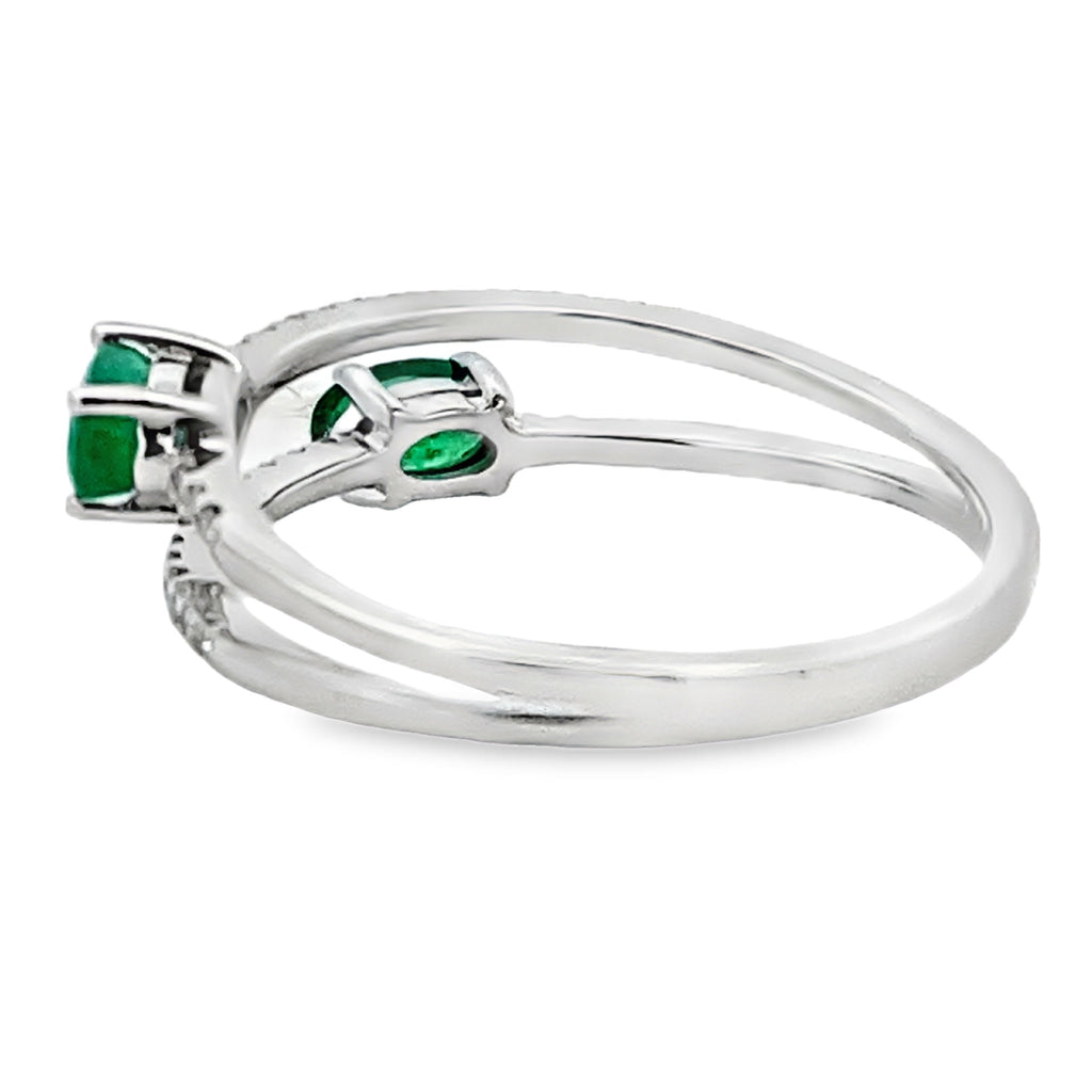 Genuine .57ct Emerald Diamond Ring 14KT White Gold