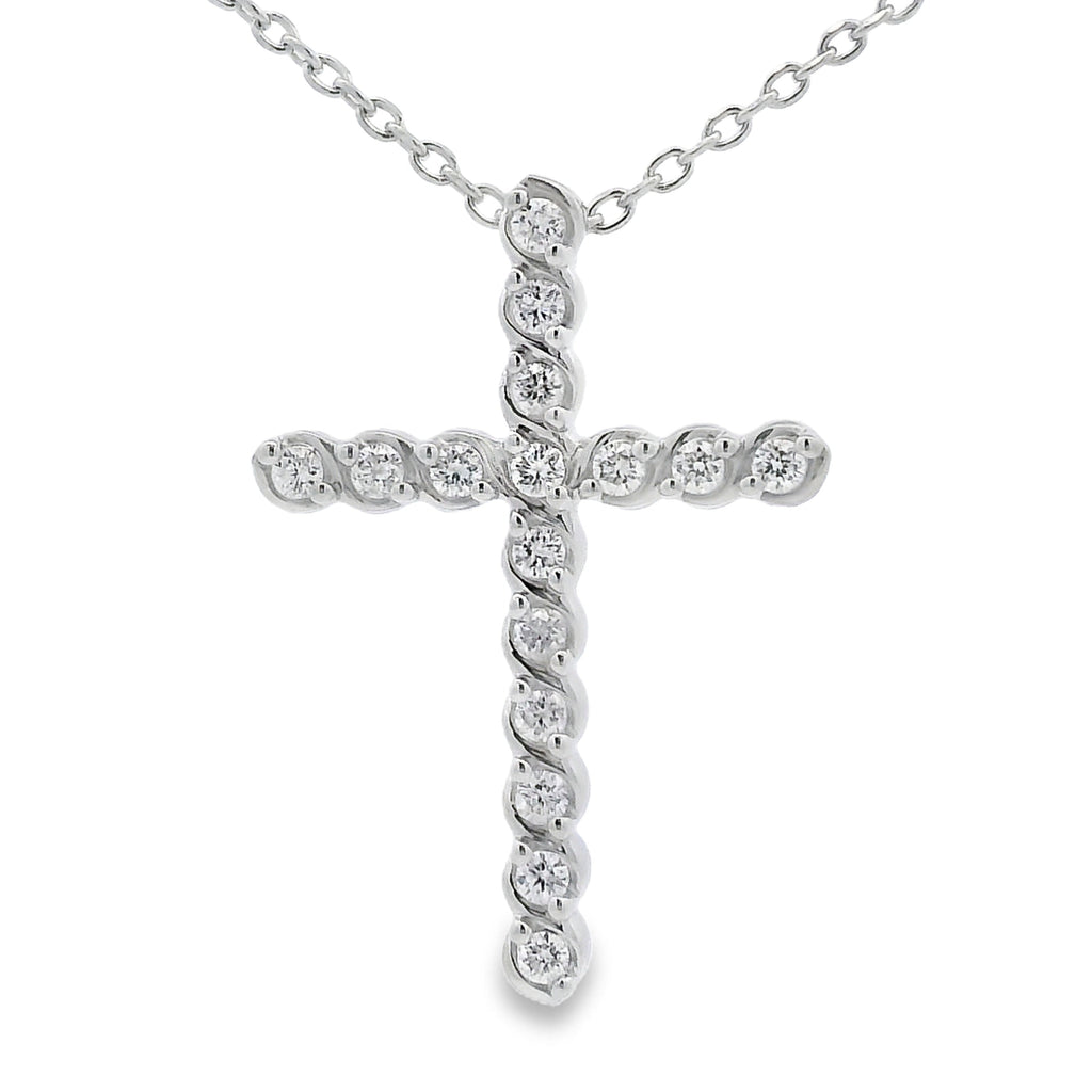Genuine .50ct Cross Religious Pendant Sterling Silver