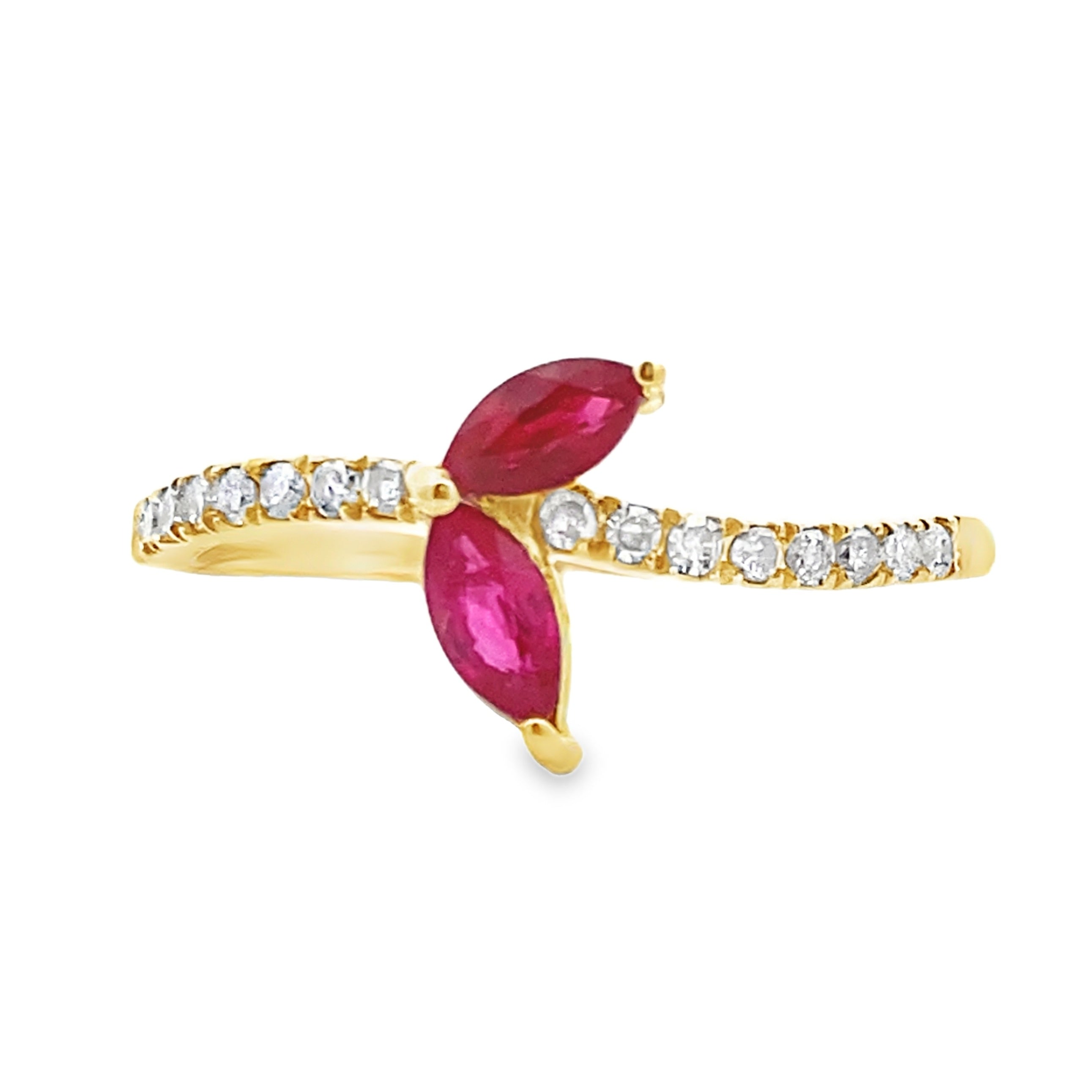 Genuine .35ct Ruby Diamond Ring 14KT Yellow Gold
