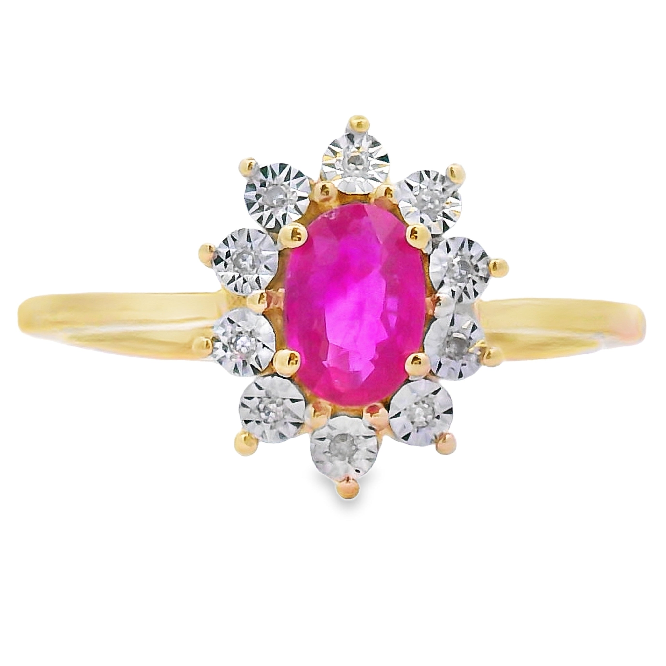 Genuine .63ct Ruby Diamond Ring 10KT Yellow Gold