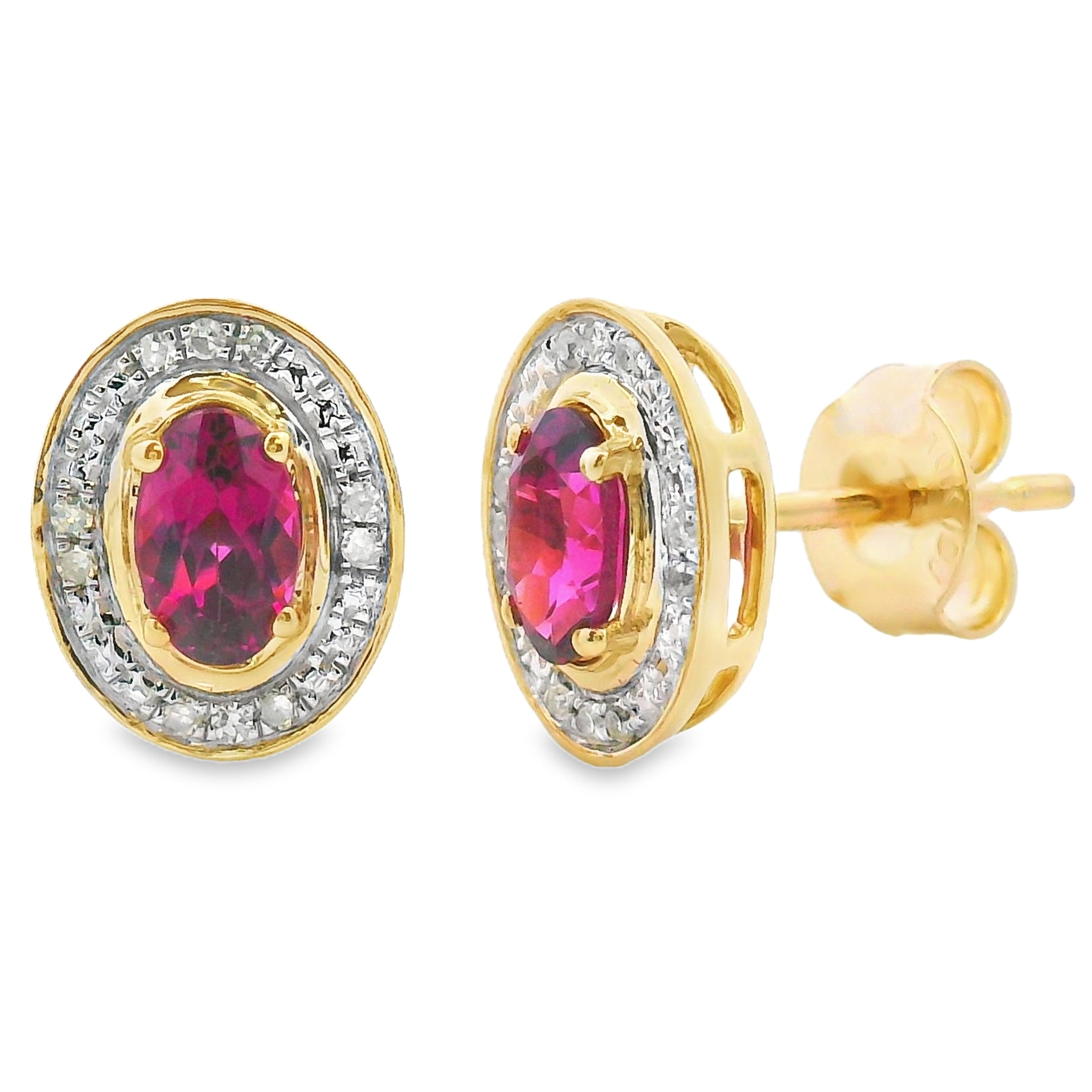 Genuine .67ct Garnet Diamond Earrings 10KT Yellow Gold