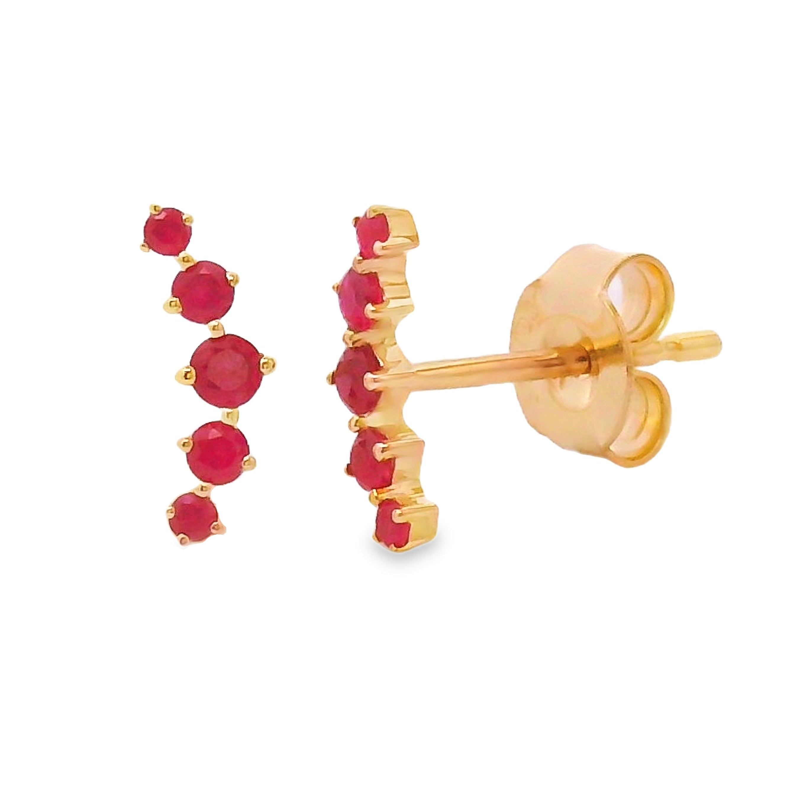 Natural .24ct Ruby Earrings 14KT Yellow Gold